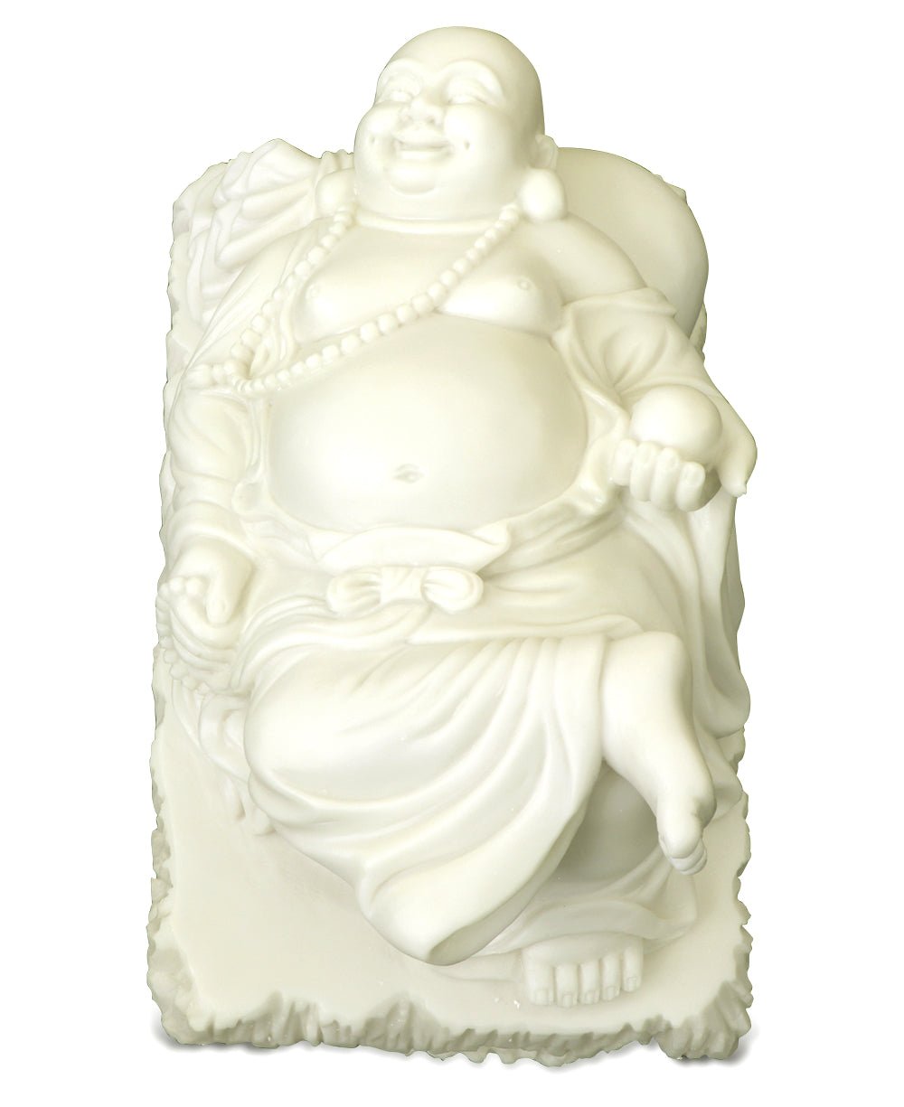 Joyous Relaxing Hotei Happy Buddha Statue in Cream White Finish, Indoor Outdoor Use、mySite、topwebapps