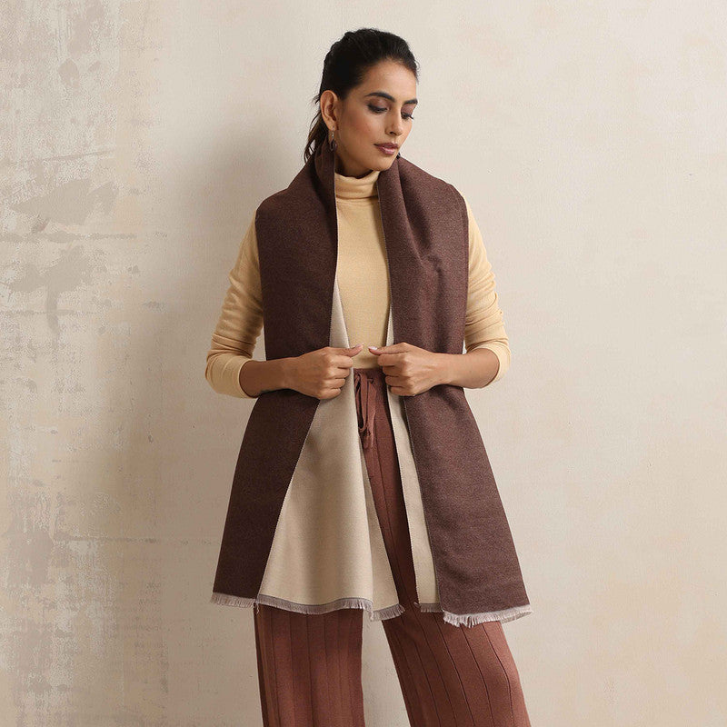 Woolen Solid Reversible Stole | Brown、mySite、camillekostekn