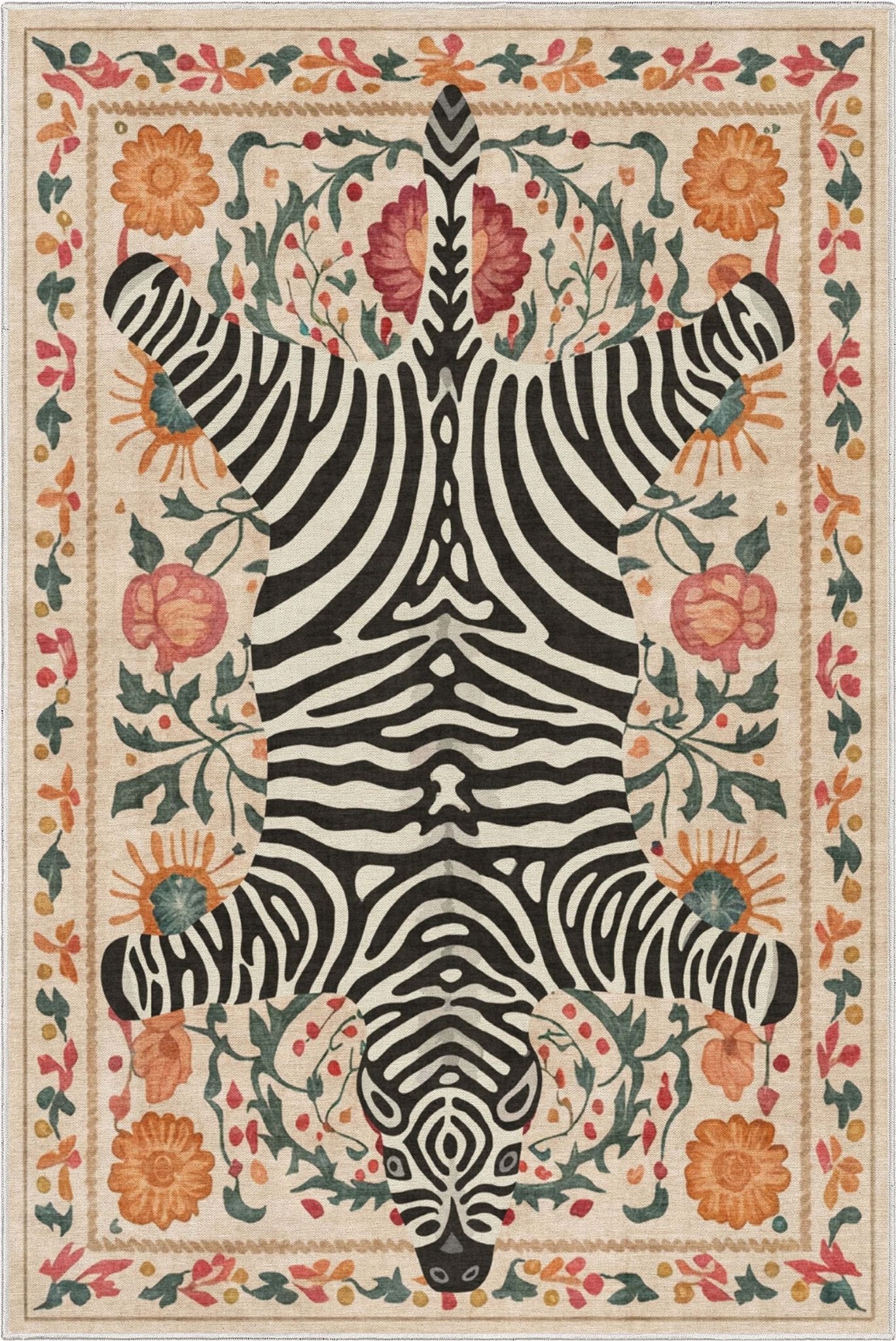 Zebra's Haven Ivory Multi Rug Perfect for Living Room, Dining Room, Bedroom and Kitchen、mySite、gigharbornorthrealestate