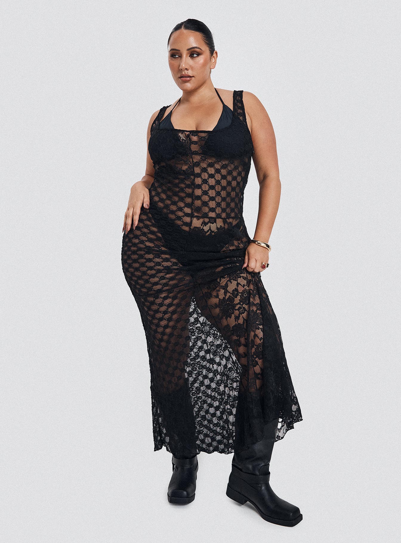 Zhara Lace Dress Black Curve、mySite、solidvoid