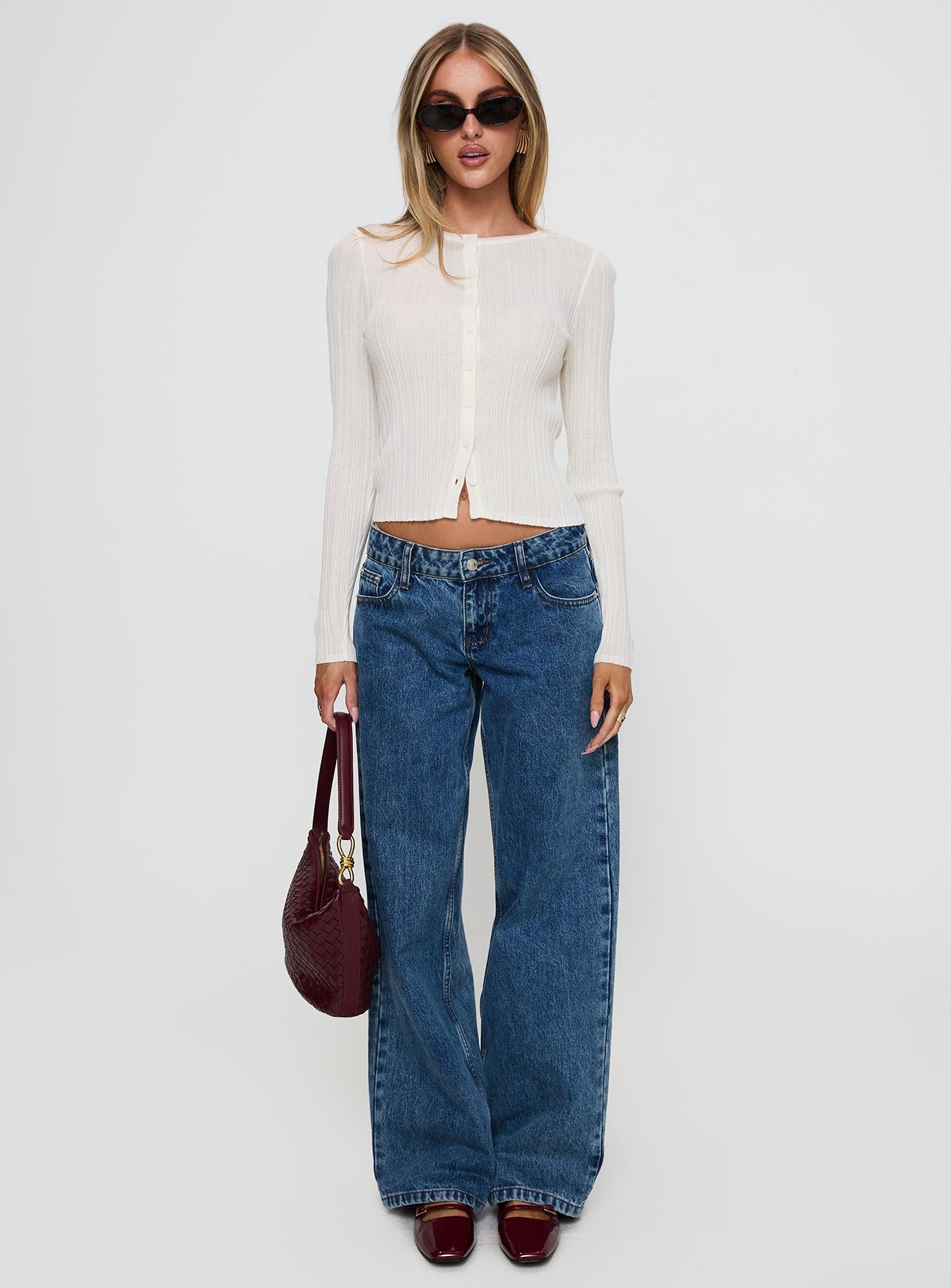 Cowrie Long Sleeve Button Up Top White、mySite、solidvoid