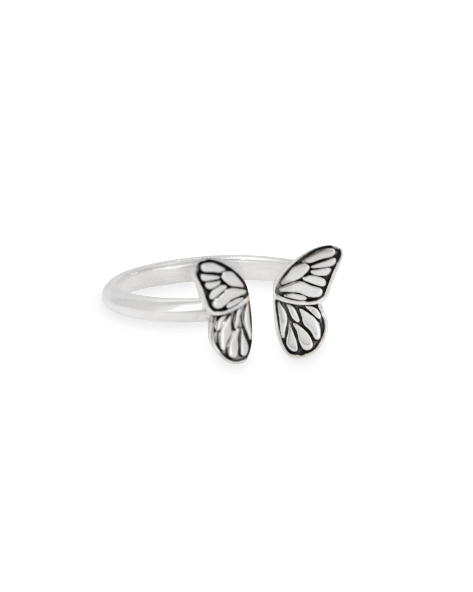 Sterling Silver Butterfly Wing Ring – Adjustable Open Band Design (Sizes 6–8)、mySite、topwebapps