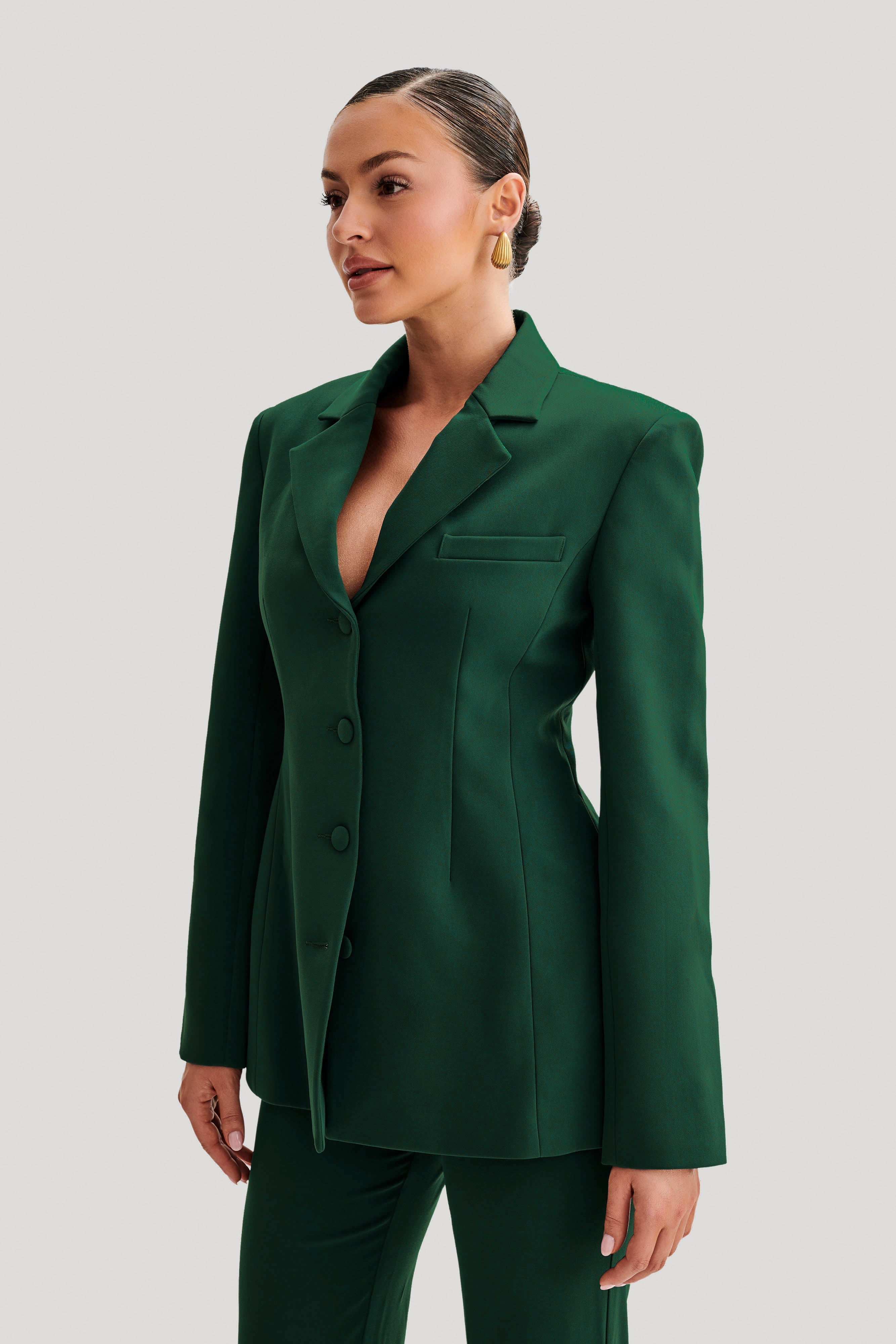 Greer Hourglass Suiting Blazer - Forest Green、mySite、solidvoid