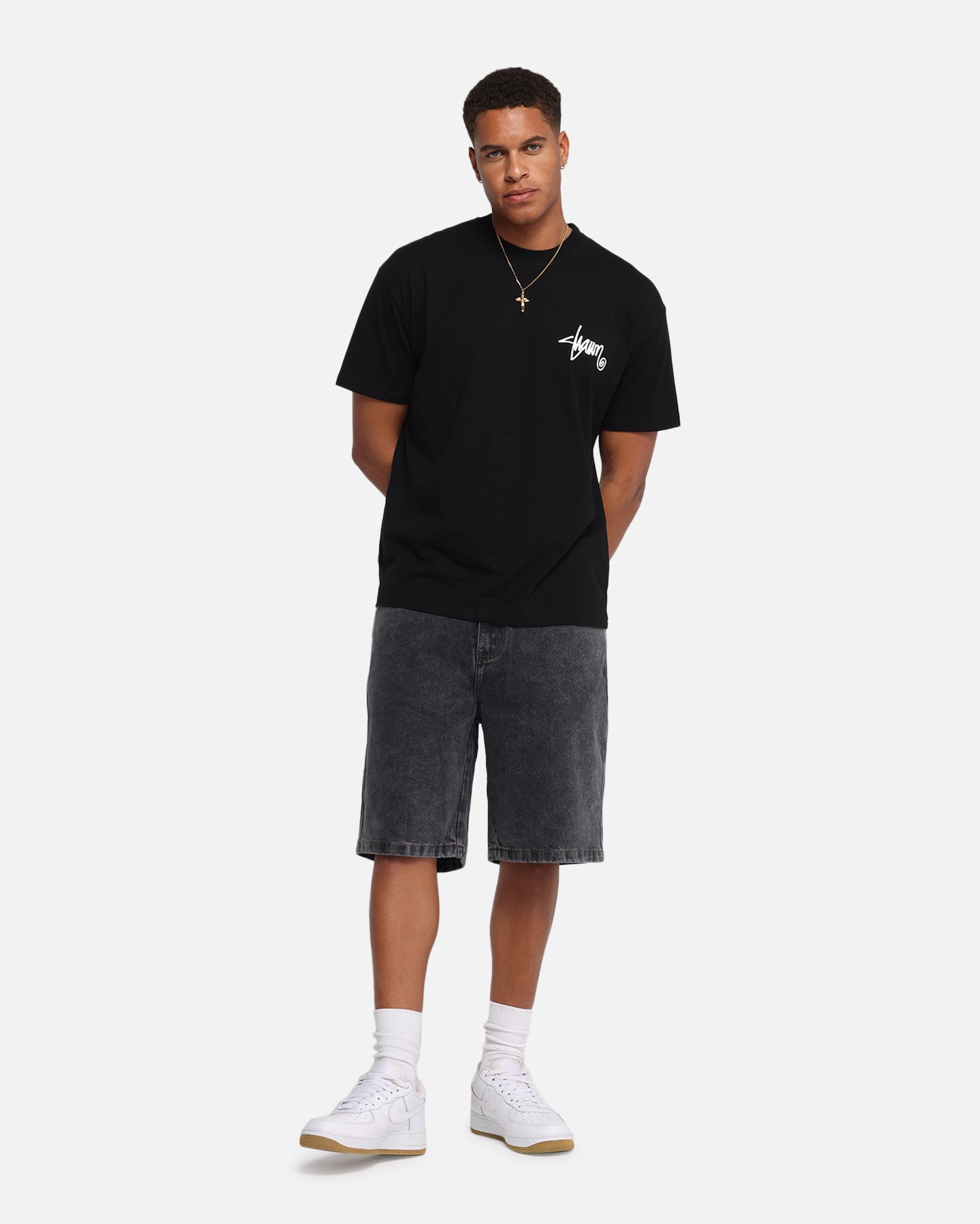 S Double Shawn Script T-Shirt Black、mySite、zt4zffjzw