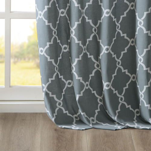 Fretwork Print Grommet Top Window Curtain Panel(Only 1 Pc Panel)、、eastwooduniform