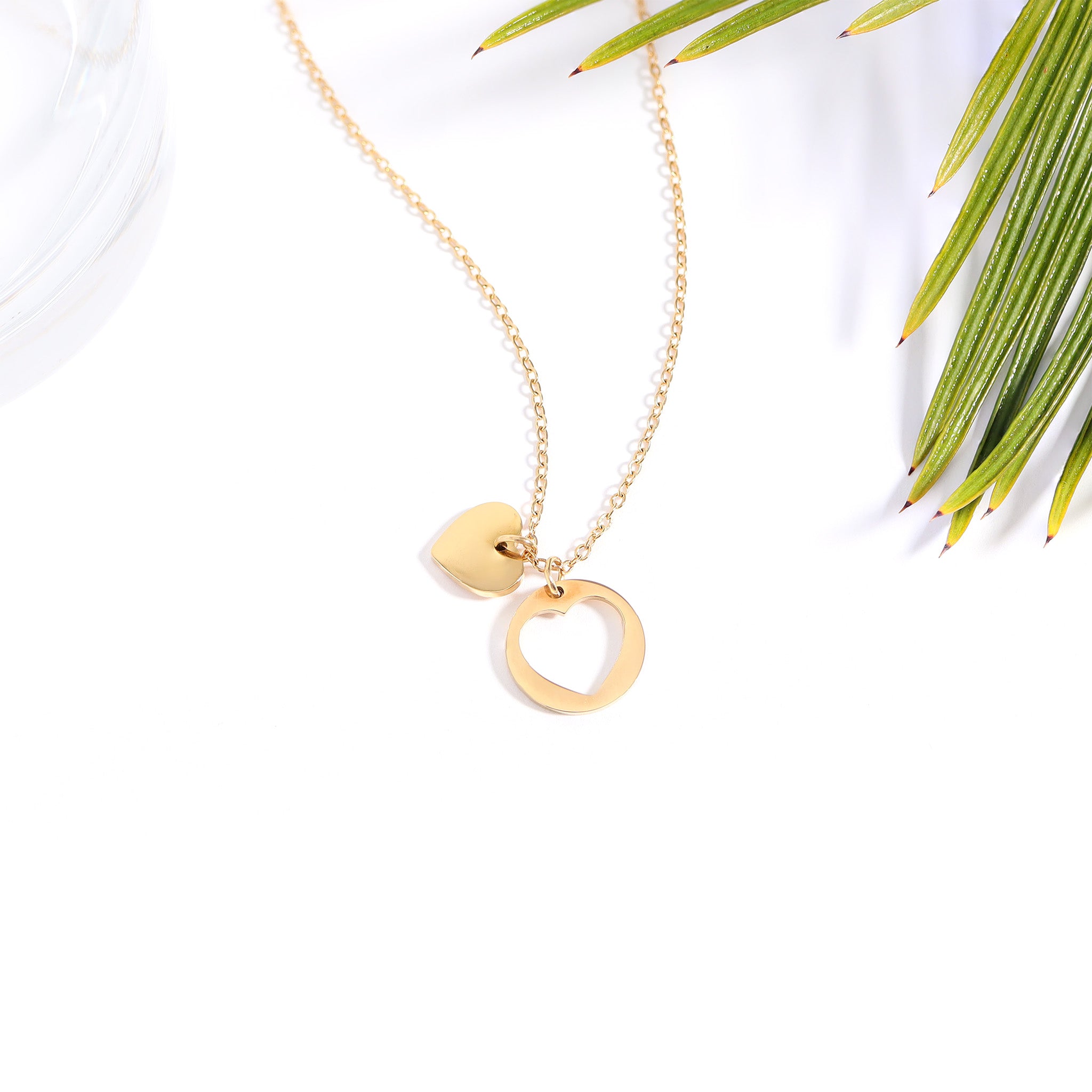 18K Gold PVD Stainless Steel Heart Cutout Necklace with 2 Extension / SBB0310、mySite、dreamappss