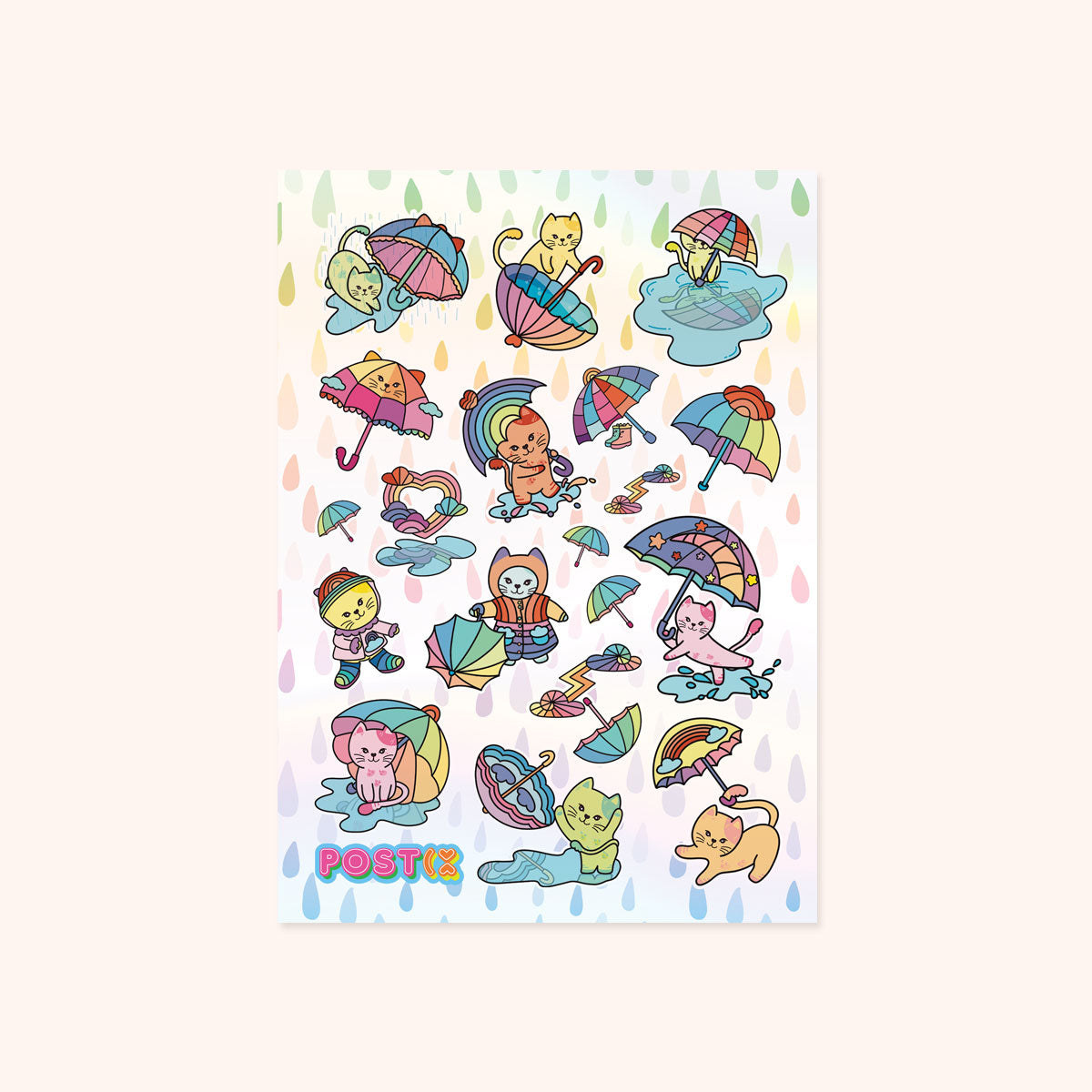  Pawing Rain A6 Hologram Sticker Sheet、mySite、ghnorth