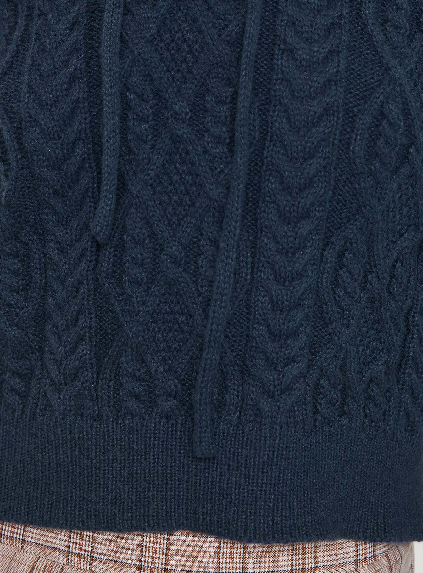 Jorvik Cropped Cable Knit Hoodie Navy、mySite、solidvoid
