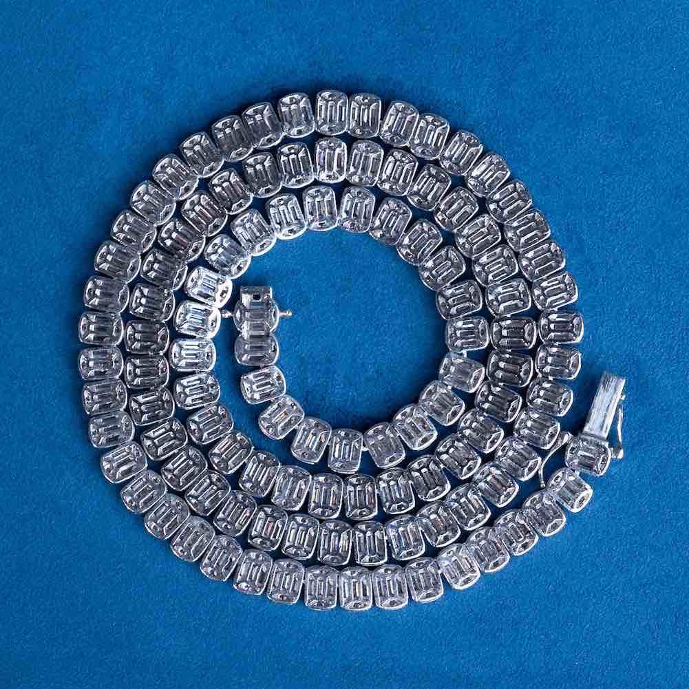 7MM Moissanite Baguette Tennis Chain 14K Gold、mySite、hinf8tx79