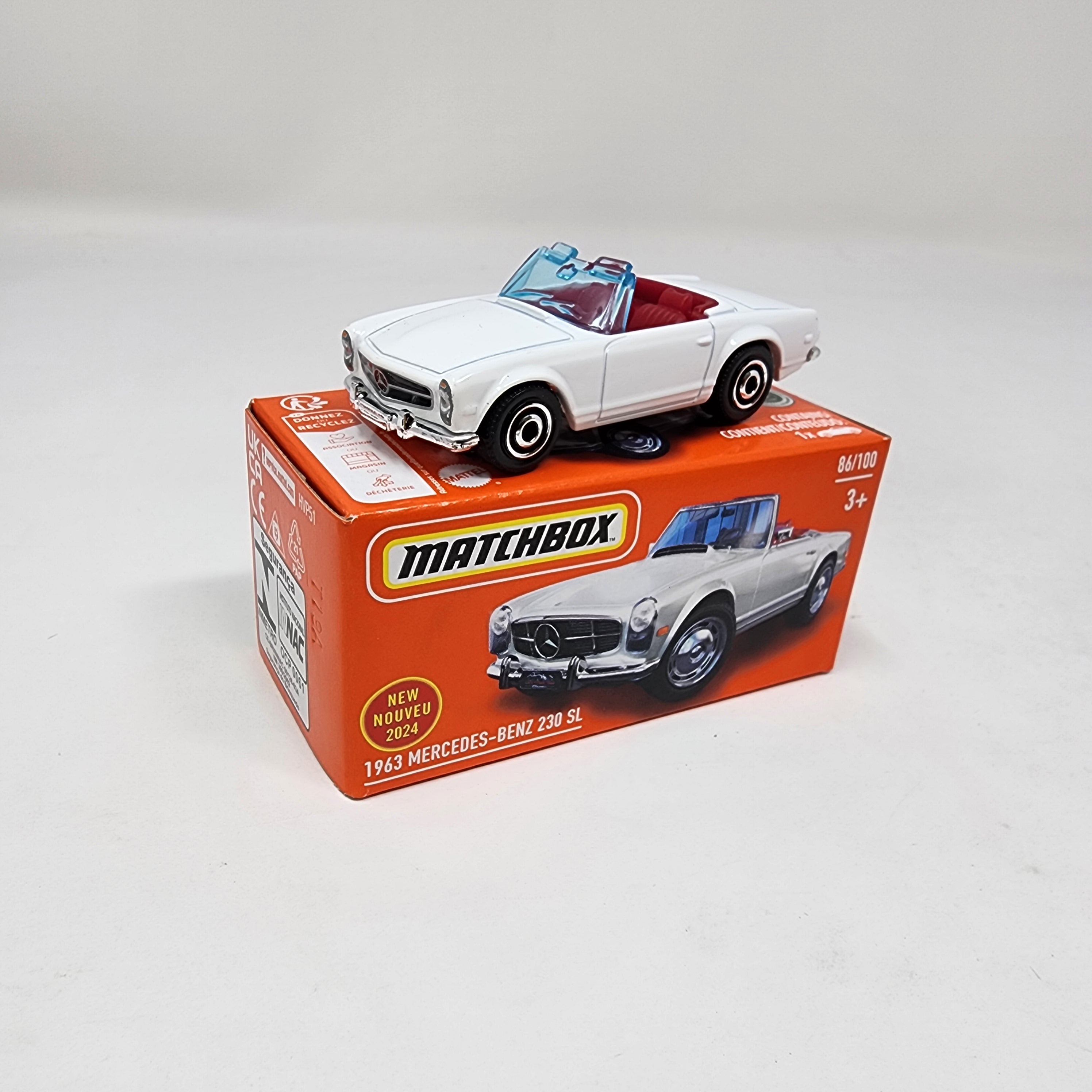1963 Mercedes-Benz 230 SL #86 * WHITE * 2024 Matchbox Power Grabs Case J、mySite、hgirdovlk