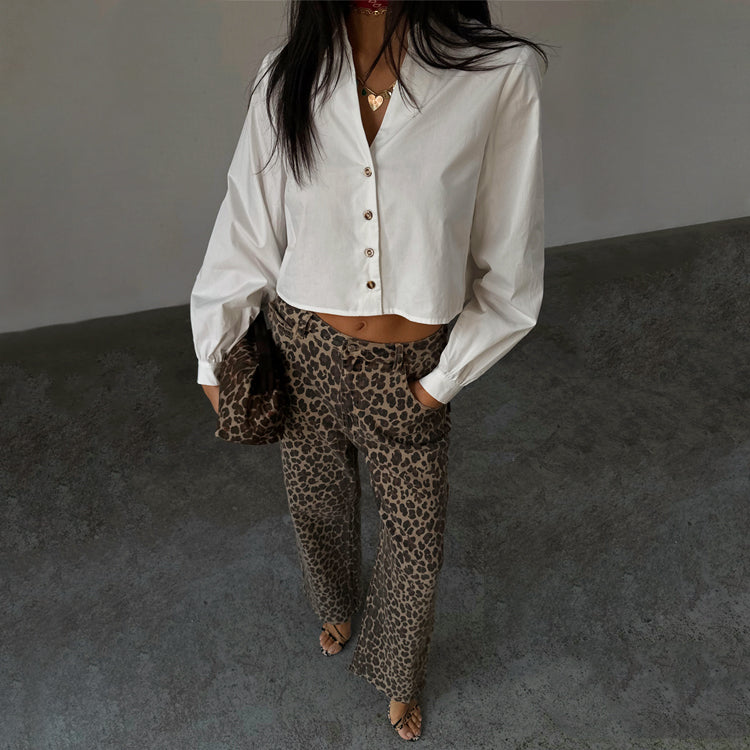 White Cropped Cotton Miley Shirt、mySite、solidvoid