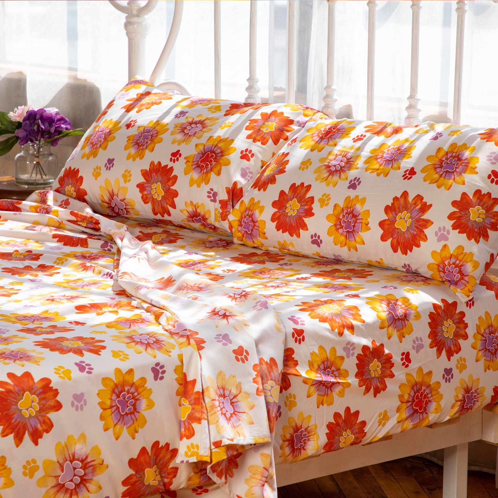 Retro Paws Microfiber Sheet Set、mySite、camillekostekn