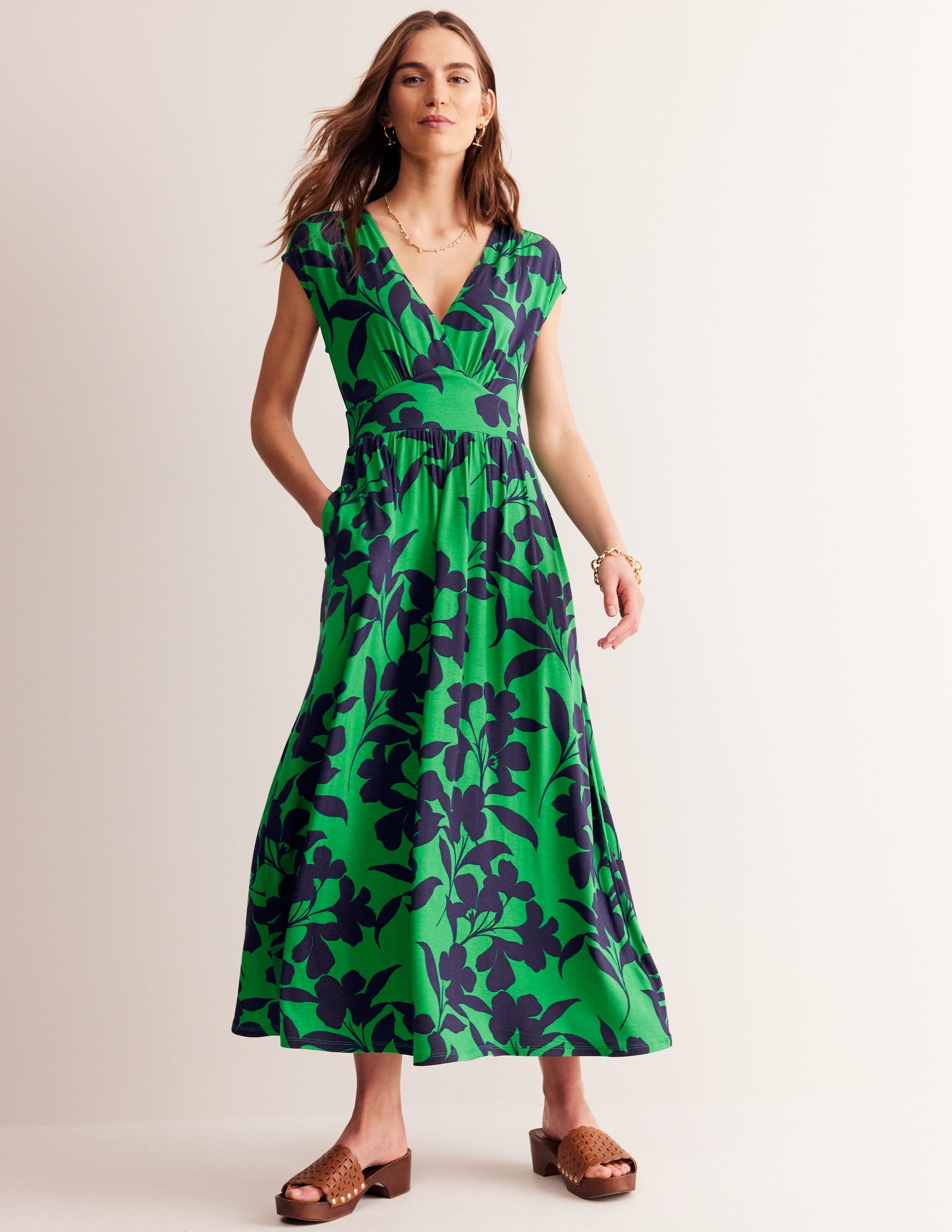  Vanessa Wrap Jersey Maxi Dress-Green, Silhouette Bloom、mySite、ashleygrahame