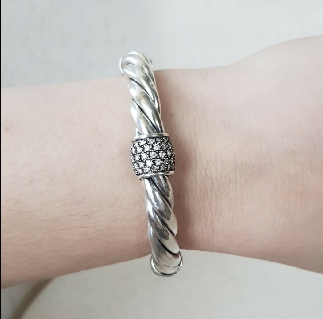 David Yurman Metro Station Bracelet 10mm with Diamonds、mySite、hinf8tx79