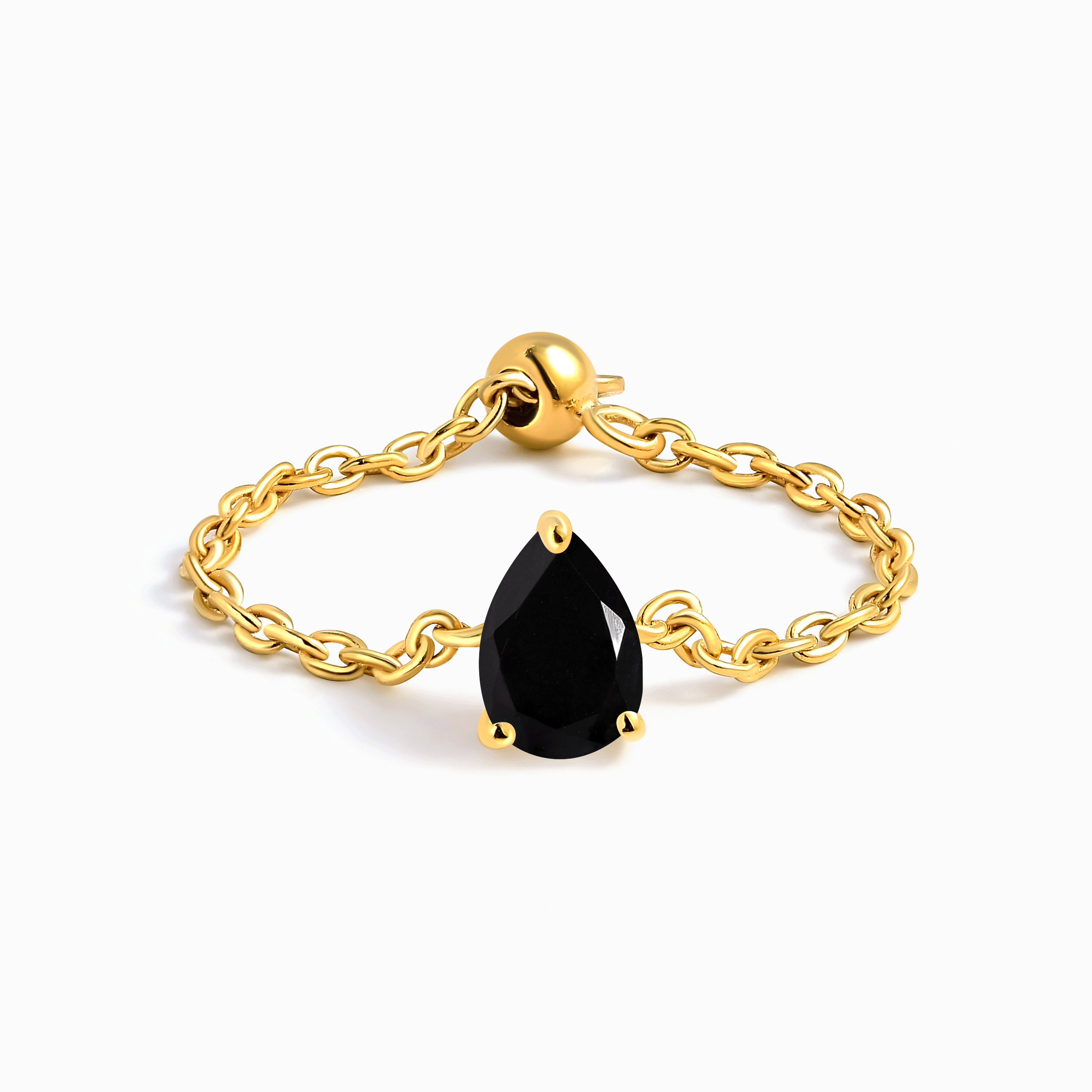 Black Obsidian Adjustable Chain Ring - Dew Drop、mySite、hinf8tx79