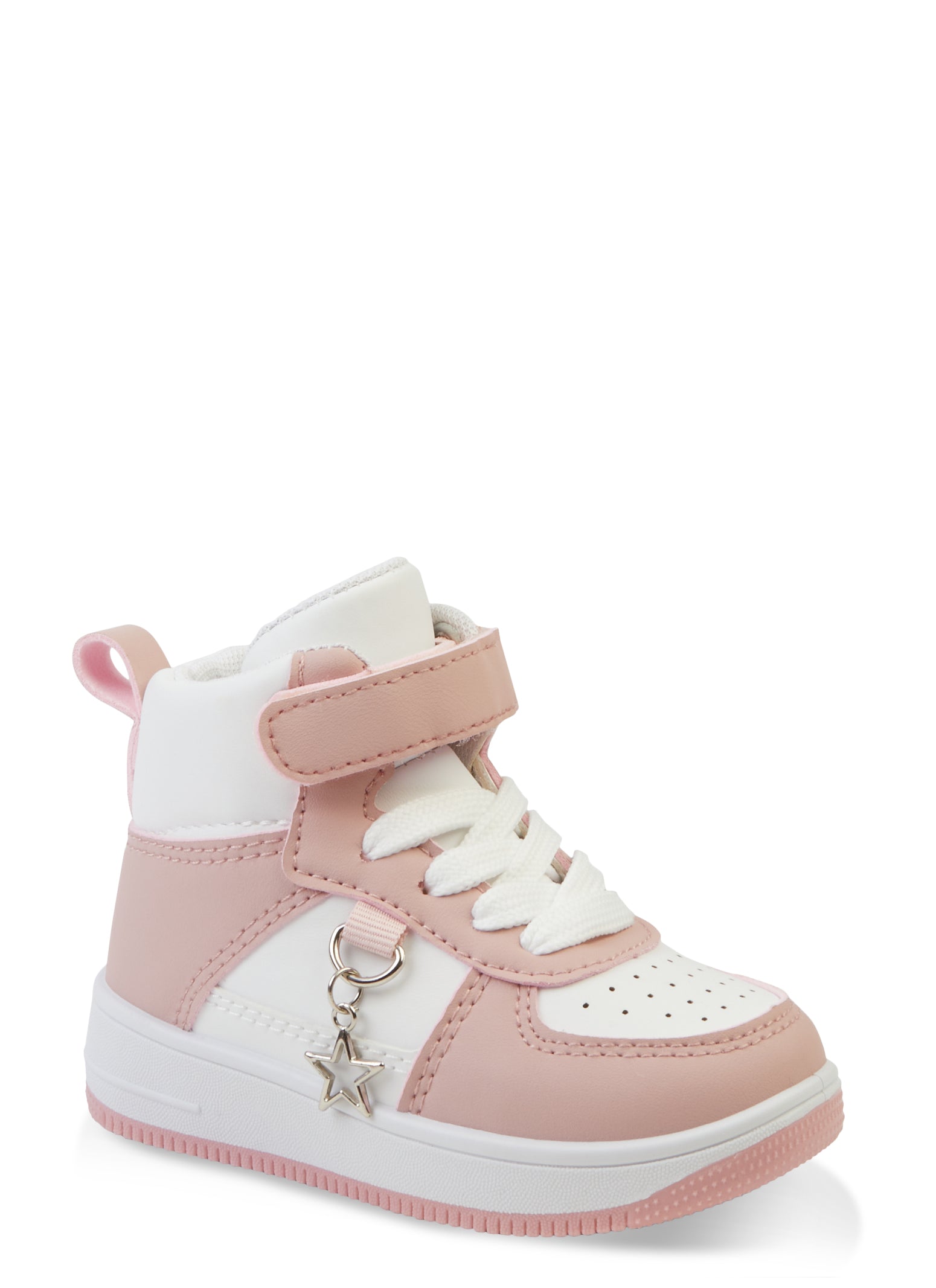Toddler Girls Star Charm Velcro Strap High Top Sneakers、mySite、camillekostekn