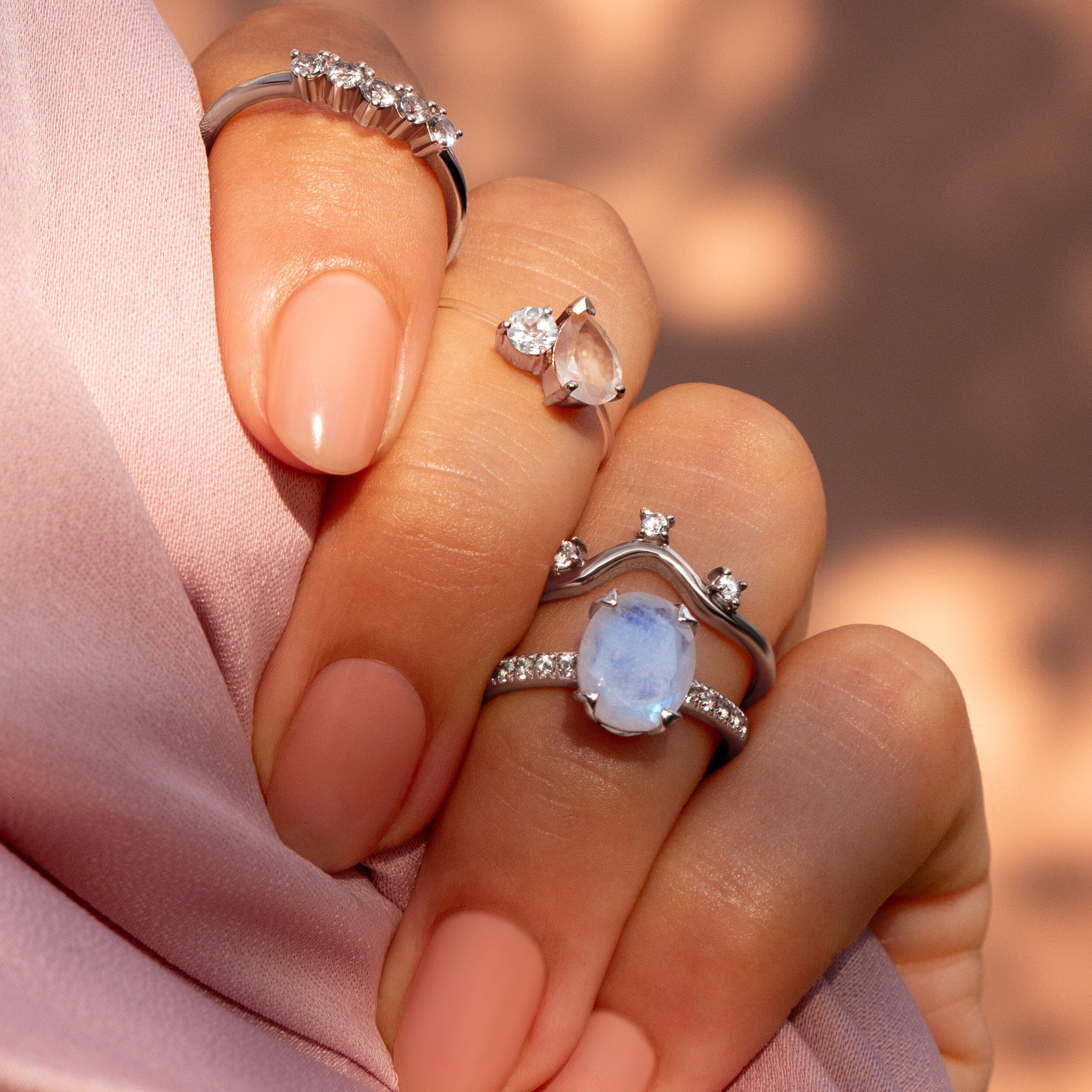 Floating Ring - Toi Et Moi Moonstone & White Topaz、mySite、hinf8tx79