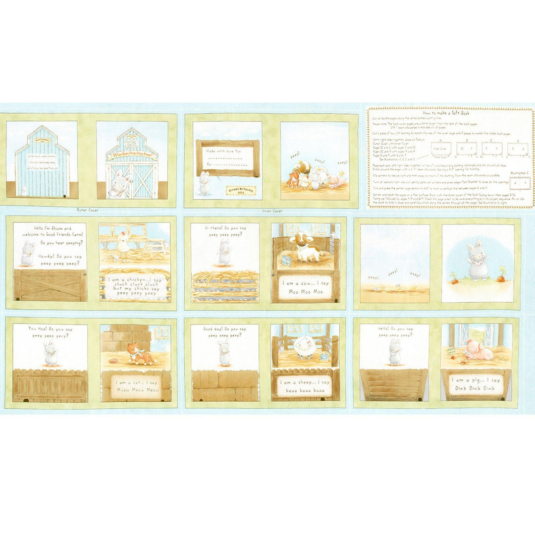 RETIRED - Fabric - Good Friend Farm Book Panel - One Panel、mySite、g9winljtr