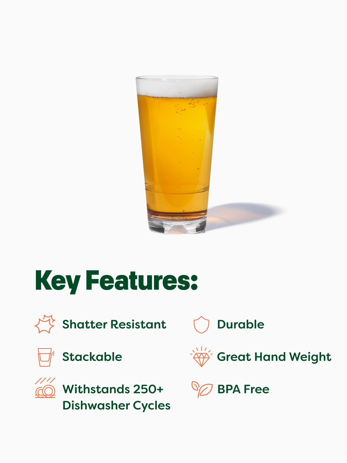 RESERVE 16oz Stackable Pint MS Copolyester Glass - Bulk、mySite、camillekostekn