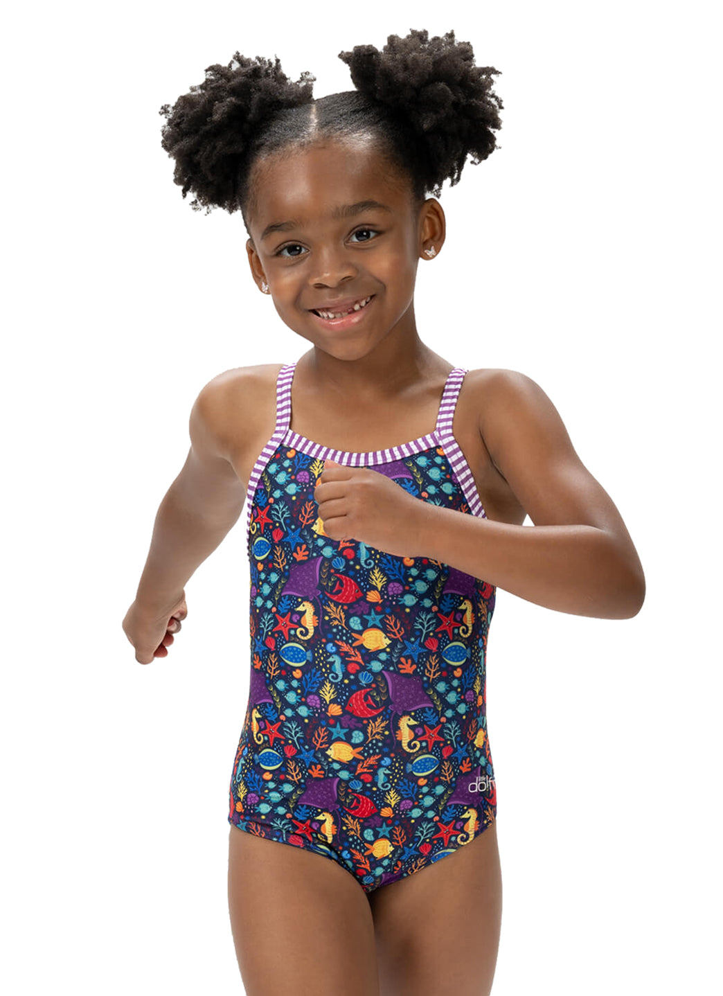 Dolfin Girls' Little Fish Print One Piece Swimsuit (Toddler, Little Kid)、mySite、noshort