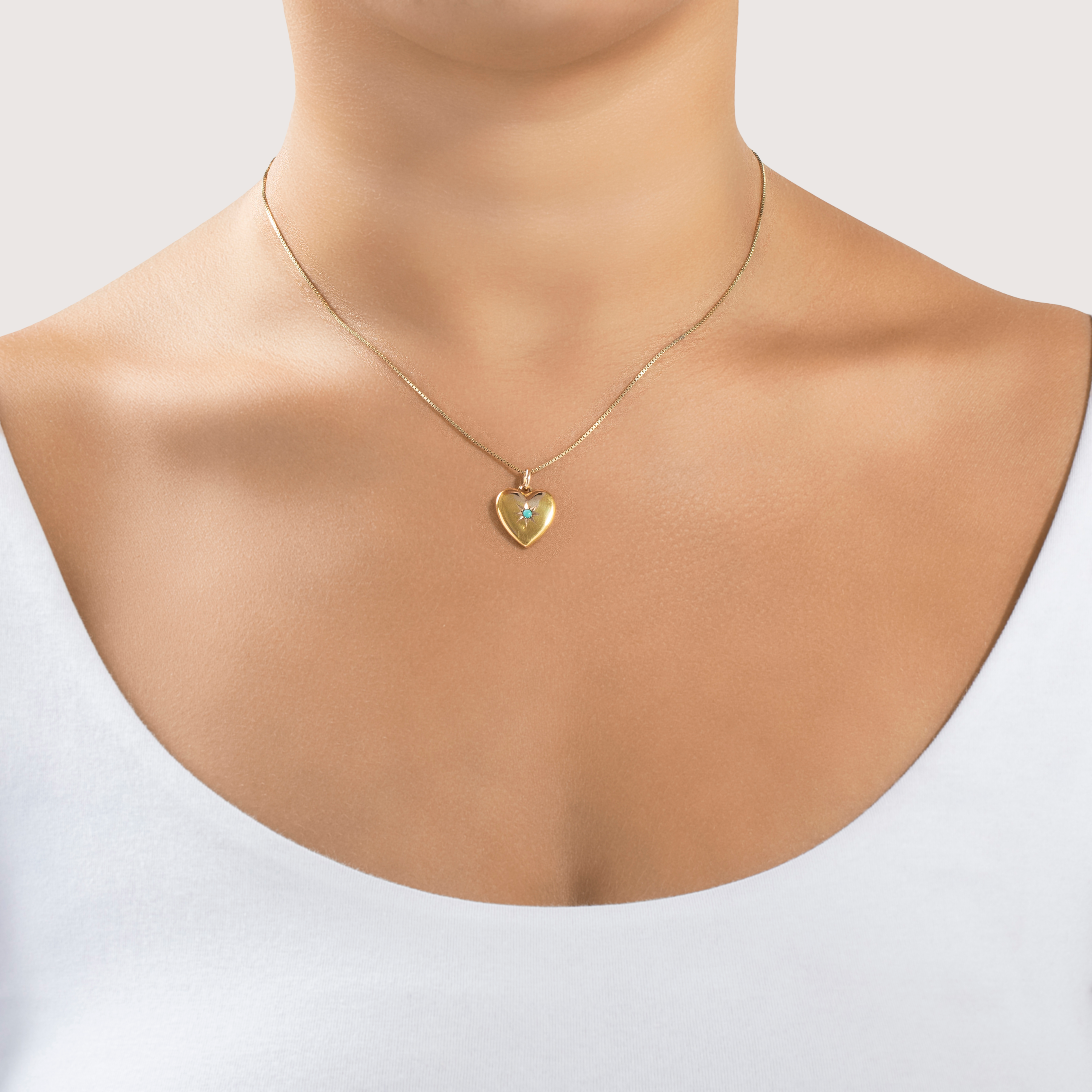 Antique Victorian 10k Yellow & Rose Gold Turquoise Star-Set Heart Pendant、mySite、hinf8tx79