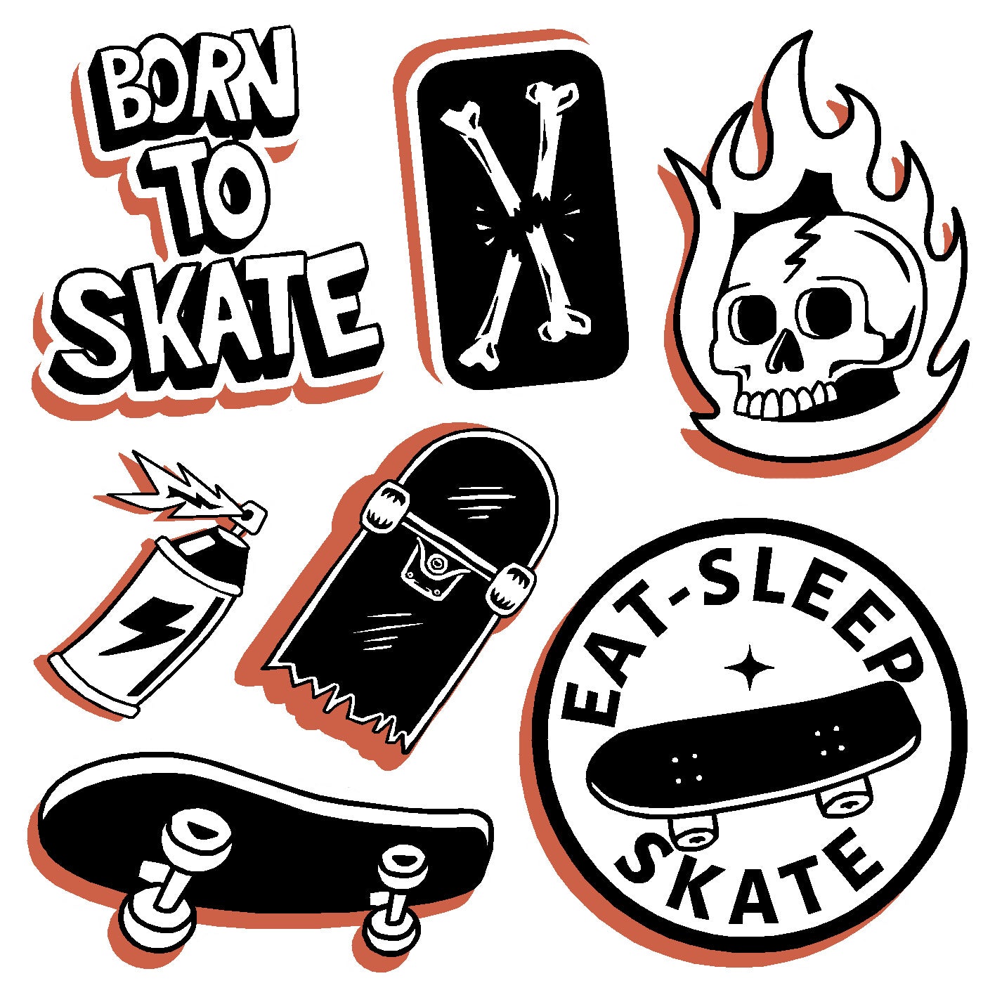  Skateboarding Vinyl Sticker Decal Set、mySite、ghnorth