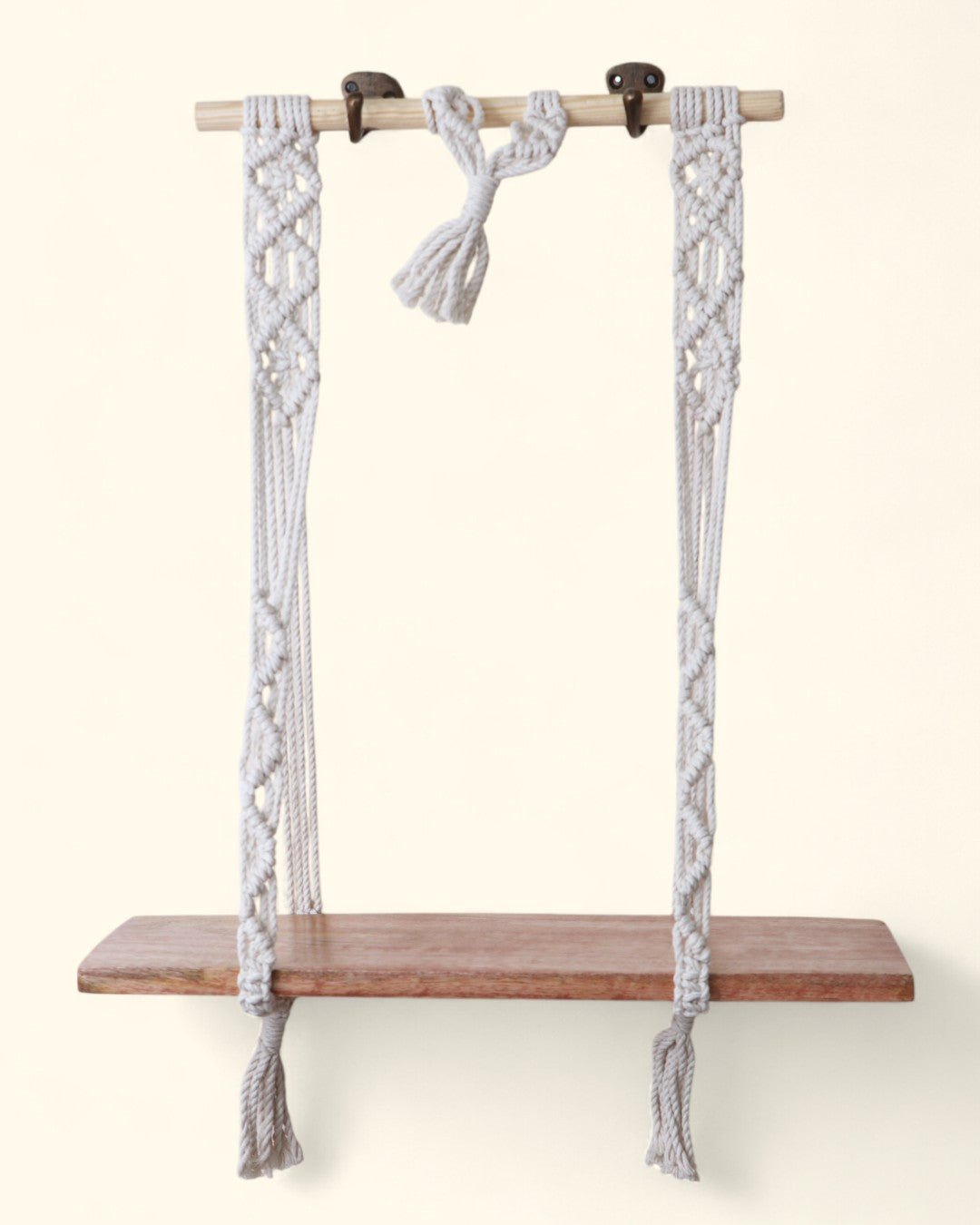 Macrame Wall Shelf with Natural Wood for Small Altar or Statue、mySite、topwebapps