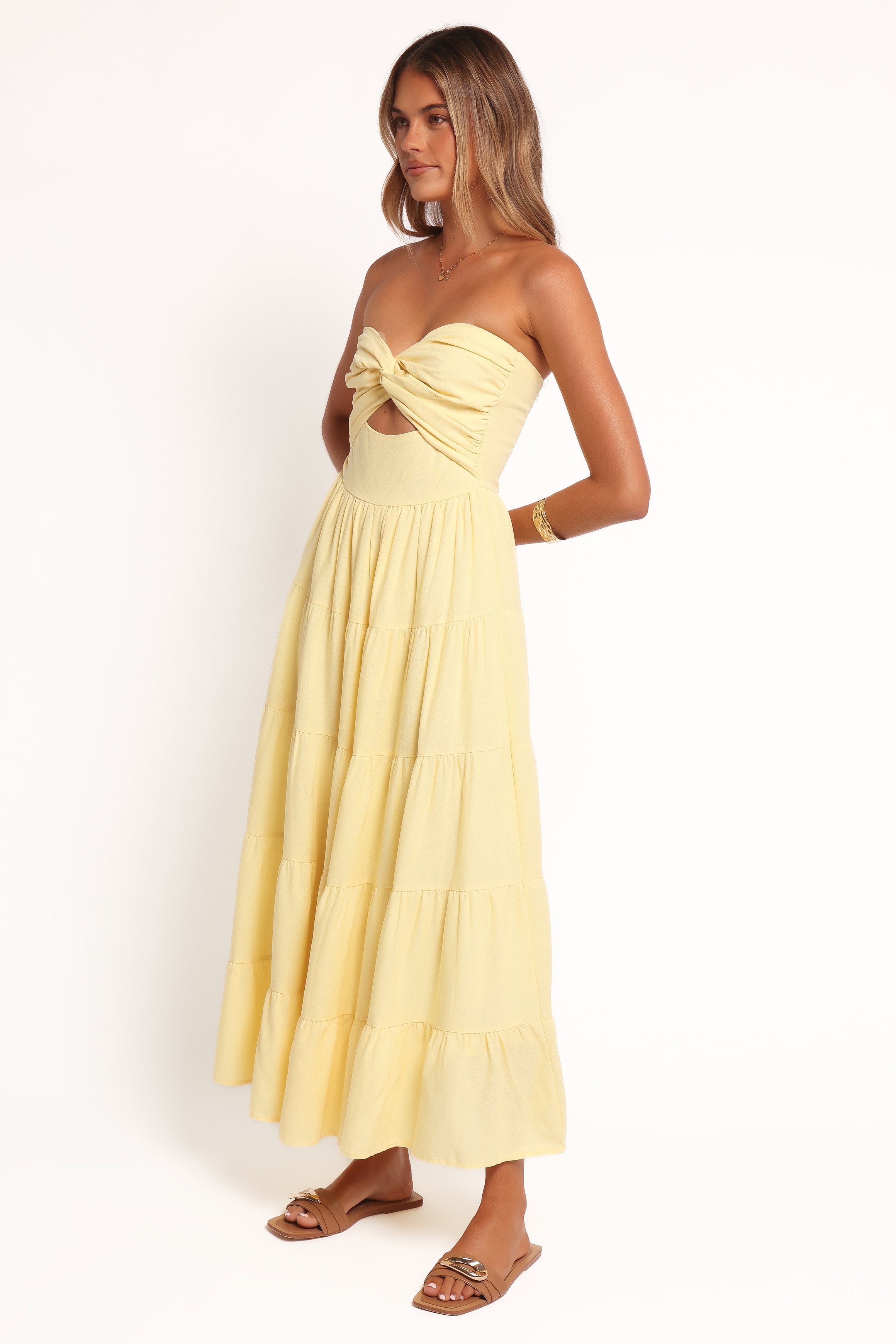 Sitara Strapless Midi Dress - Yellow、mySite、sugarbowlscore