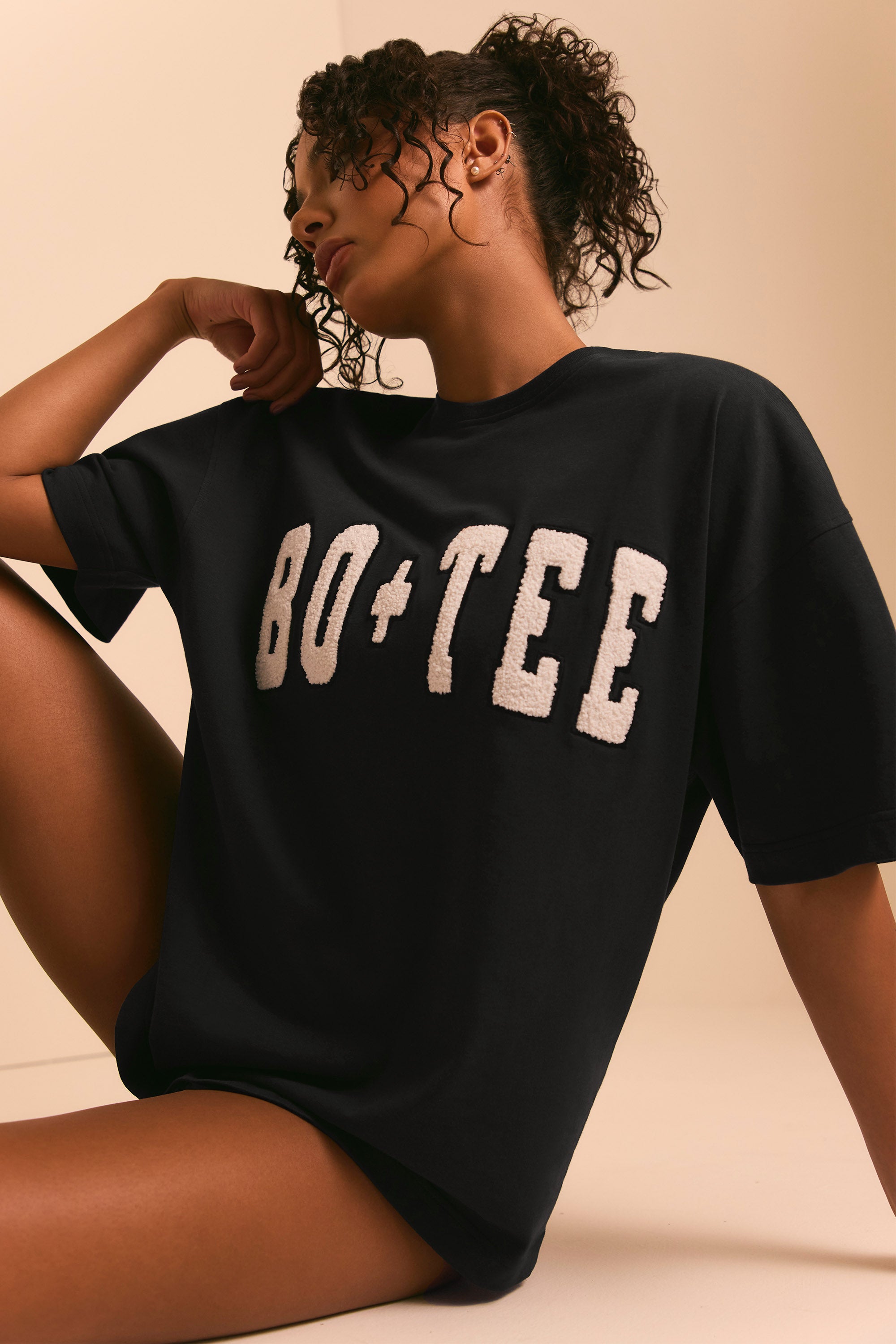 Oversized Short Sleeve T-Shirt in Black、mySite、solidvoid