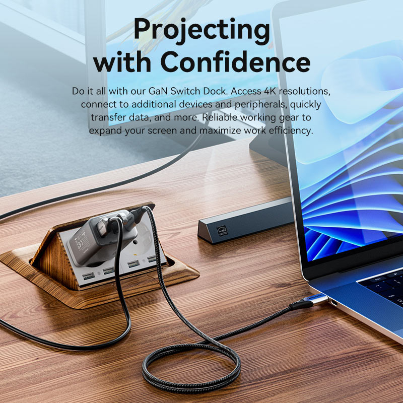 Vention 3-Port USB (C+A)+HDMI GaN Switch Dock (60W/5W/4K@60Hz) EU-Plug、mySite、fannypackpong