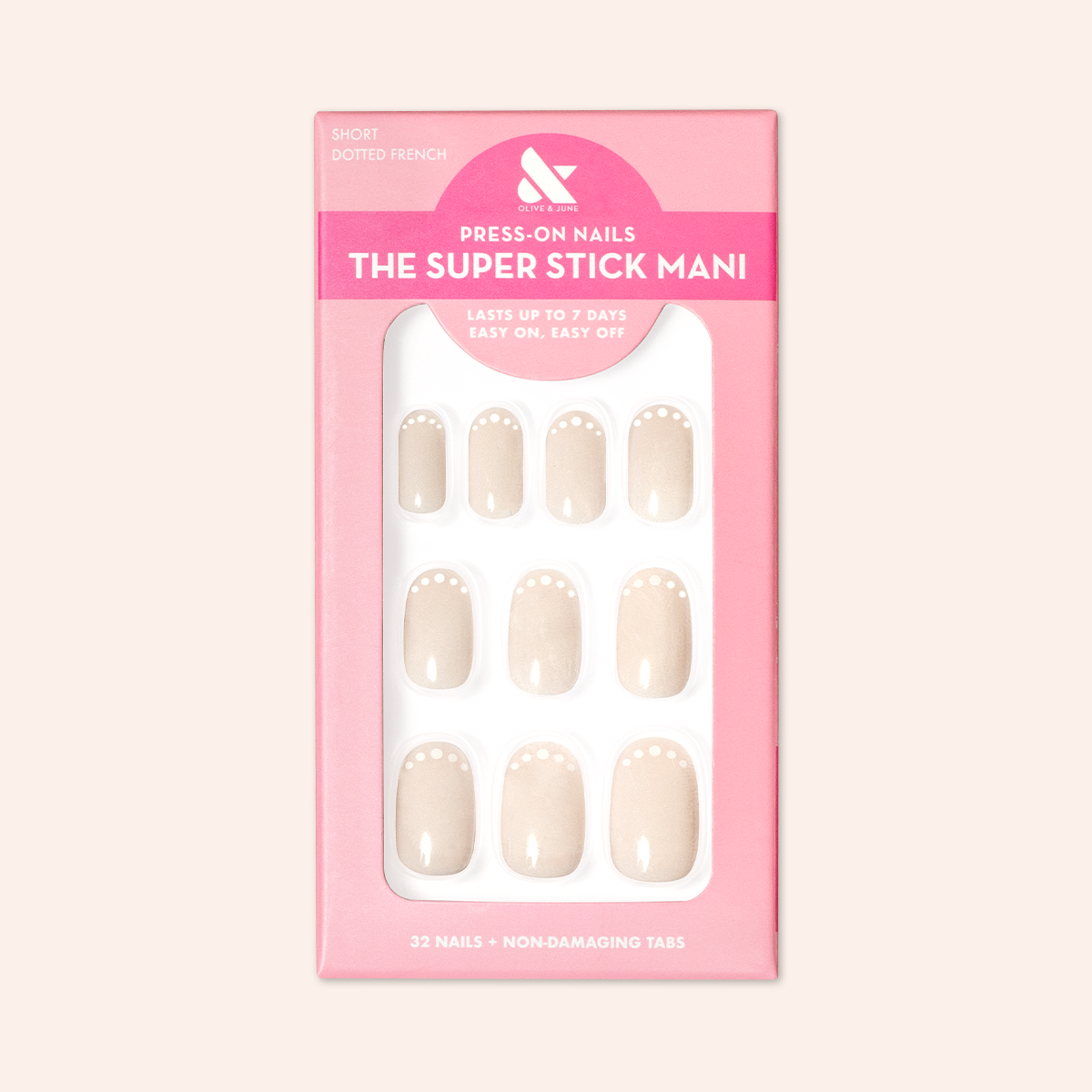 Dotted French | Short | Round - Tab Press-On、mySite、solidvoid