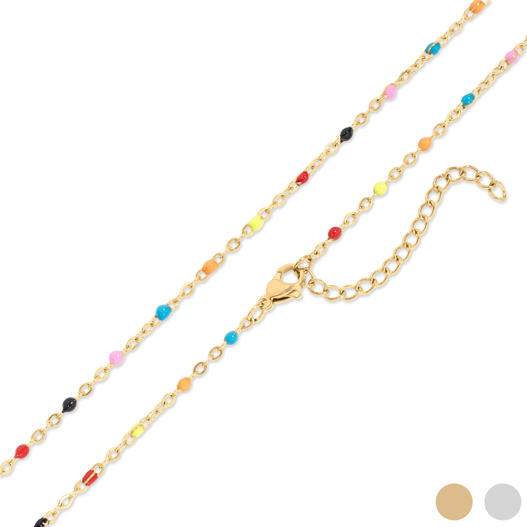 18K Gold PVD Stainless Steel Multi Confetti Chain Necklace / CHN0093、mySite、dreamappss