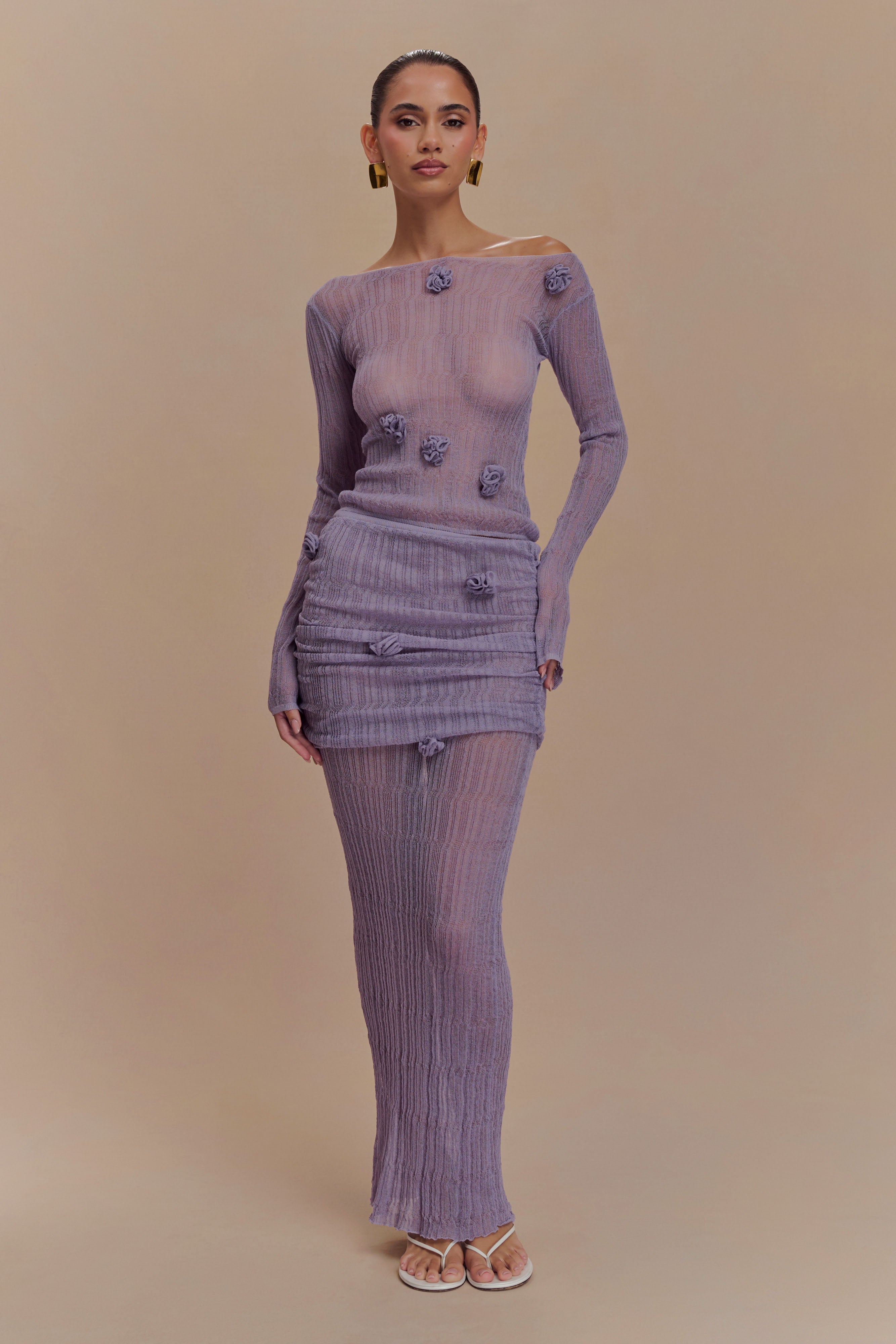 Orianna Orchid Long Sleeve Knit Top - Orchid、mySite、solidvoid