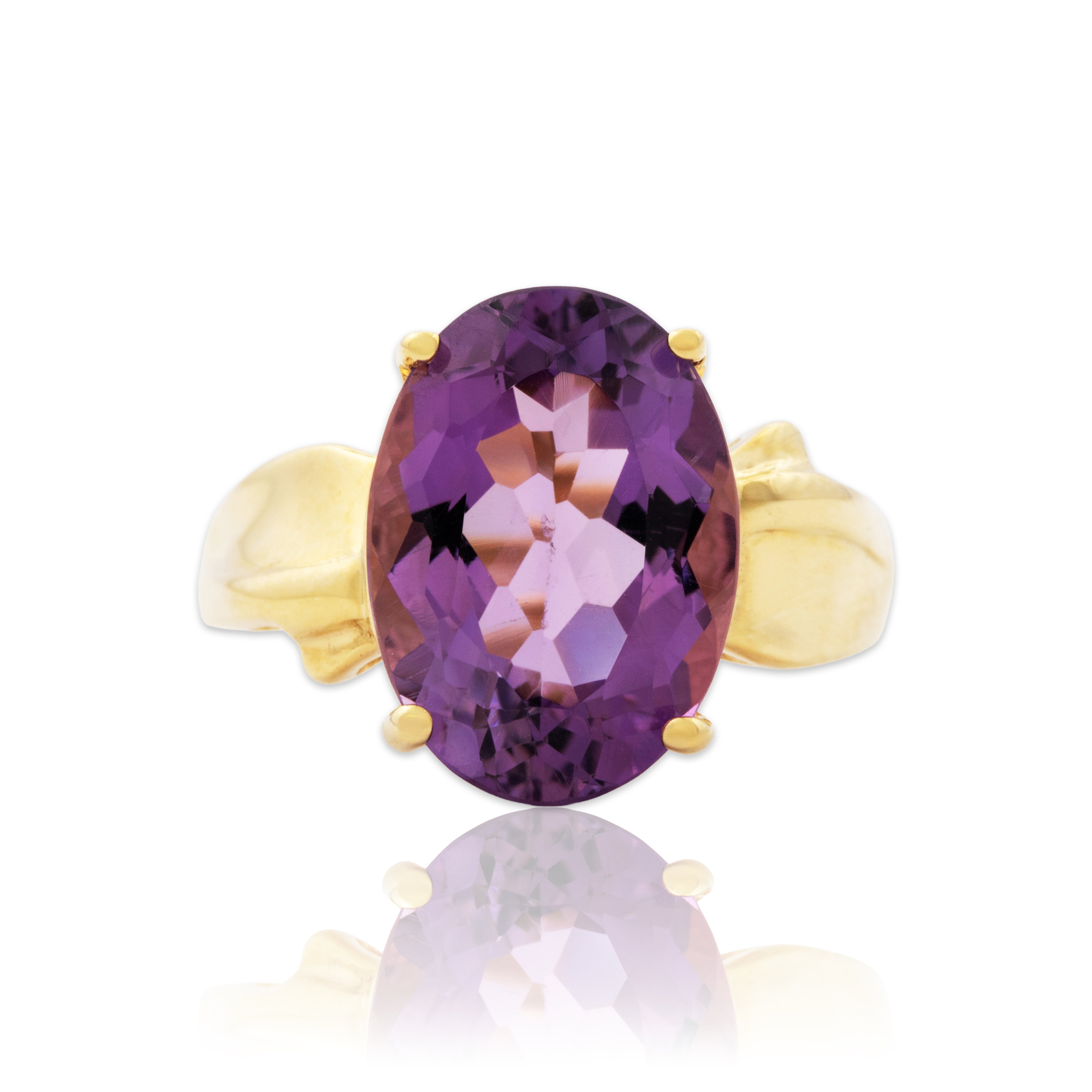 Vintage 10k Yellow Gold 4.8ct Amethyst Bold Purple Cocktail Ring 7.00、mySite、hinf8tx79