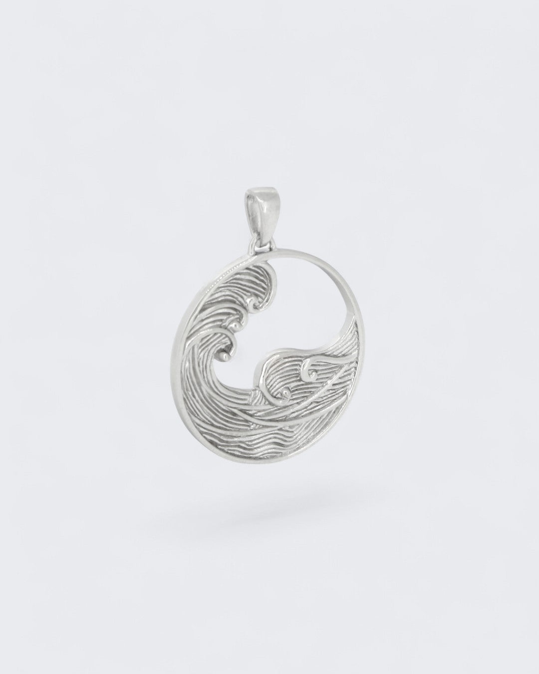 Sterling Silver Rhodium Wave Medallion Pendant – Ocean-Inspired Open Circle Necklace、mySite、topwebapps