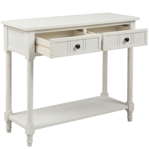 TREXM Daisy Series Console Table Traditional Design with Two Drawers and Bottom Shelf (Espresso)、、casual