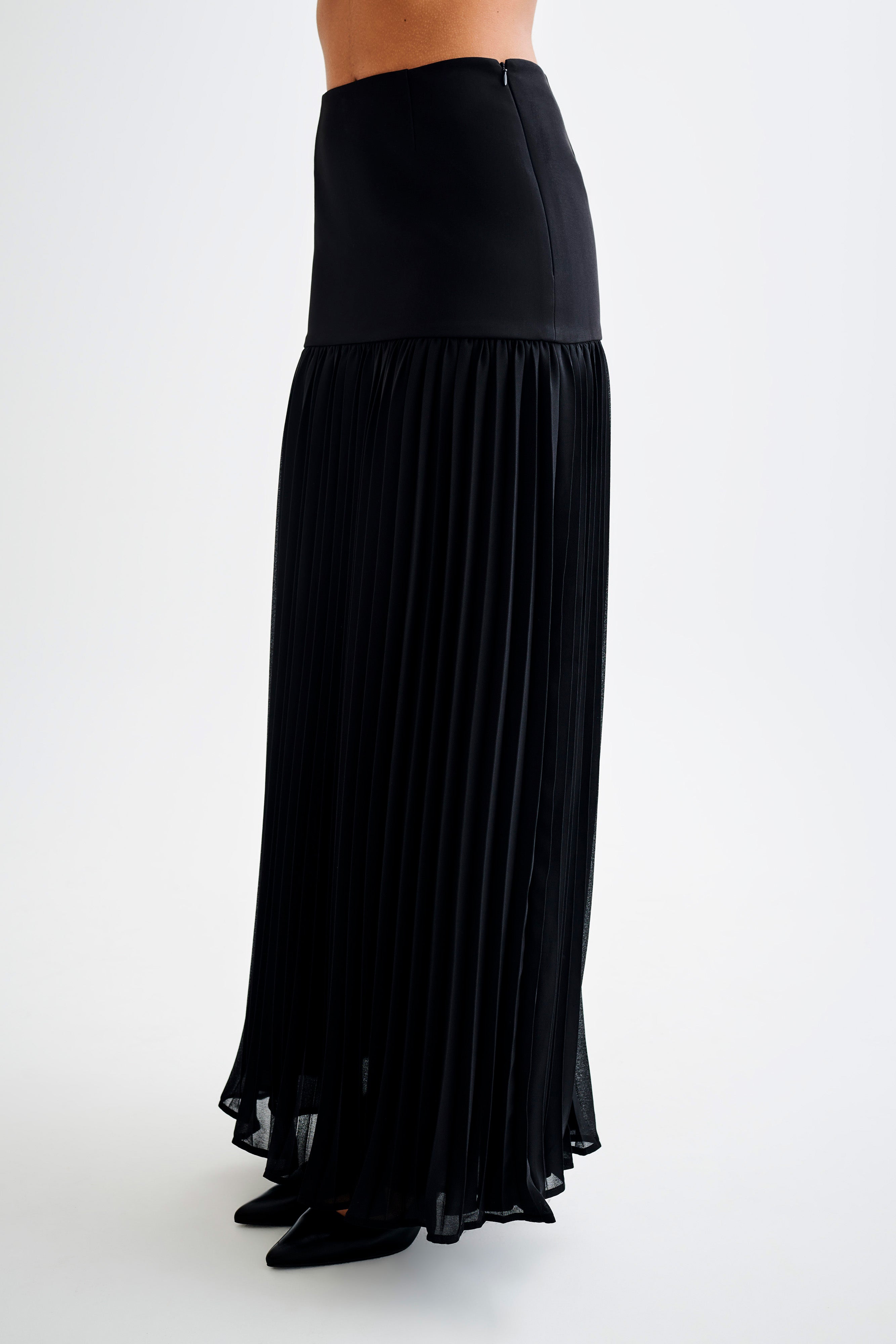 Jillian Pleated Maxi Skirt - Black、mySite、solidvoid