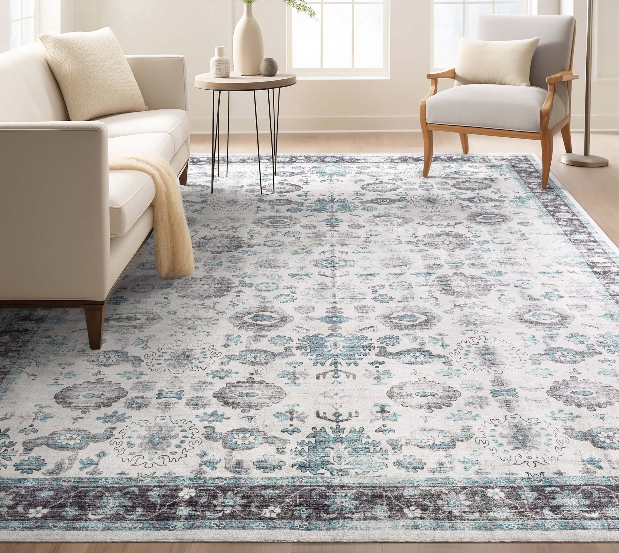 Elle Basics Gala Oriental Easy-Clean Washable Rug by Well Woven - Durable, Non-Slip, Low-Profile Design for Home Comfort、mySite、gigharbornorthrealestate