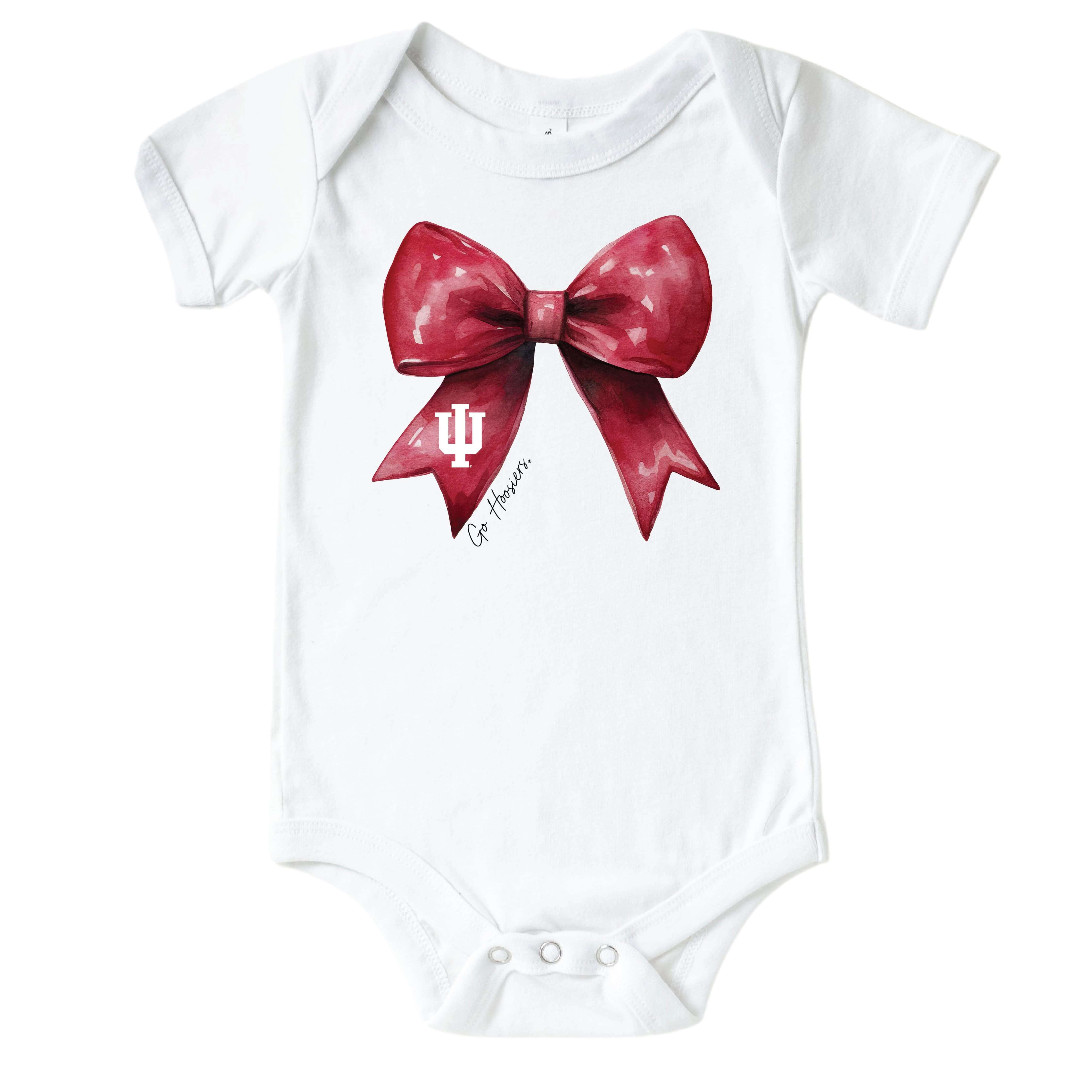 Indiana University | Footballs & Bows Graphic Bodysuit、mySite、layawaytickets