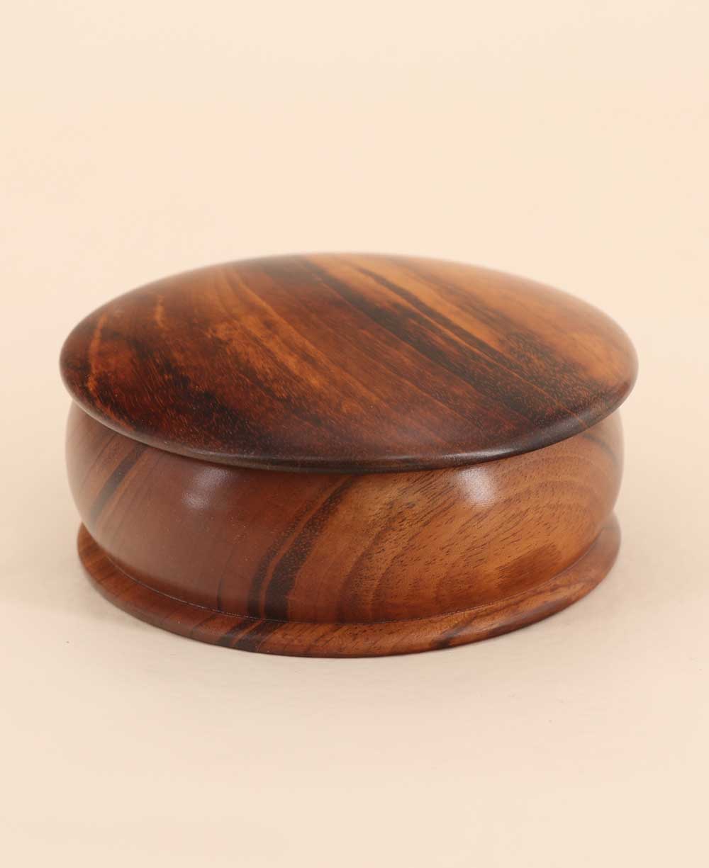 Fairtrade Round Lidded Wood Mala Storage Box、mySite、topwebapps