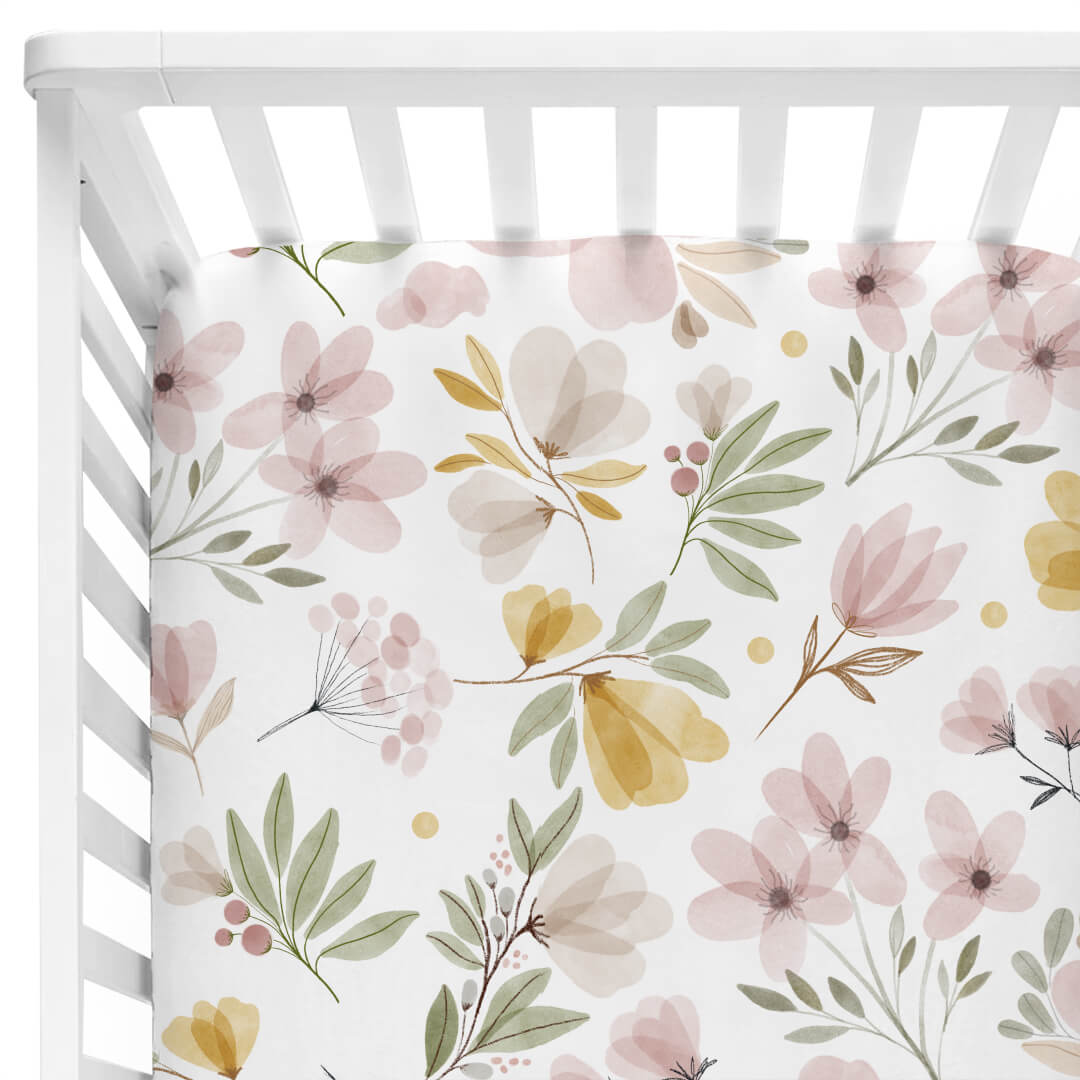  Maeve's Mauve & Mustard Floral Crib Sheet、mySite、layawaytickets