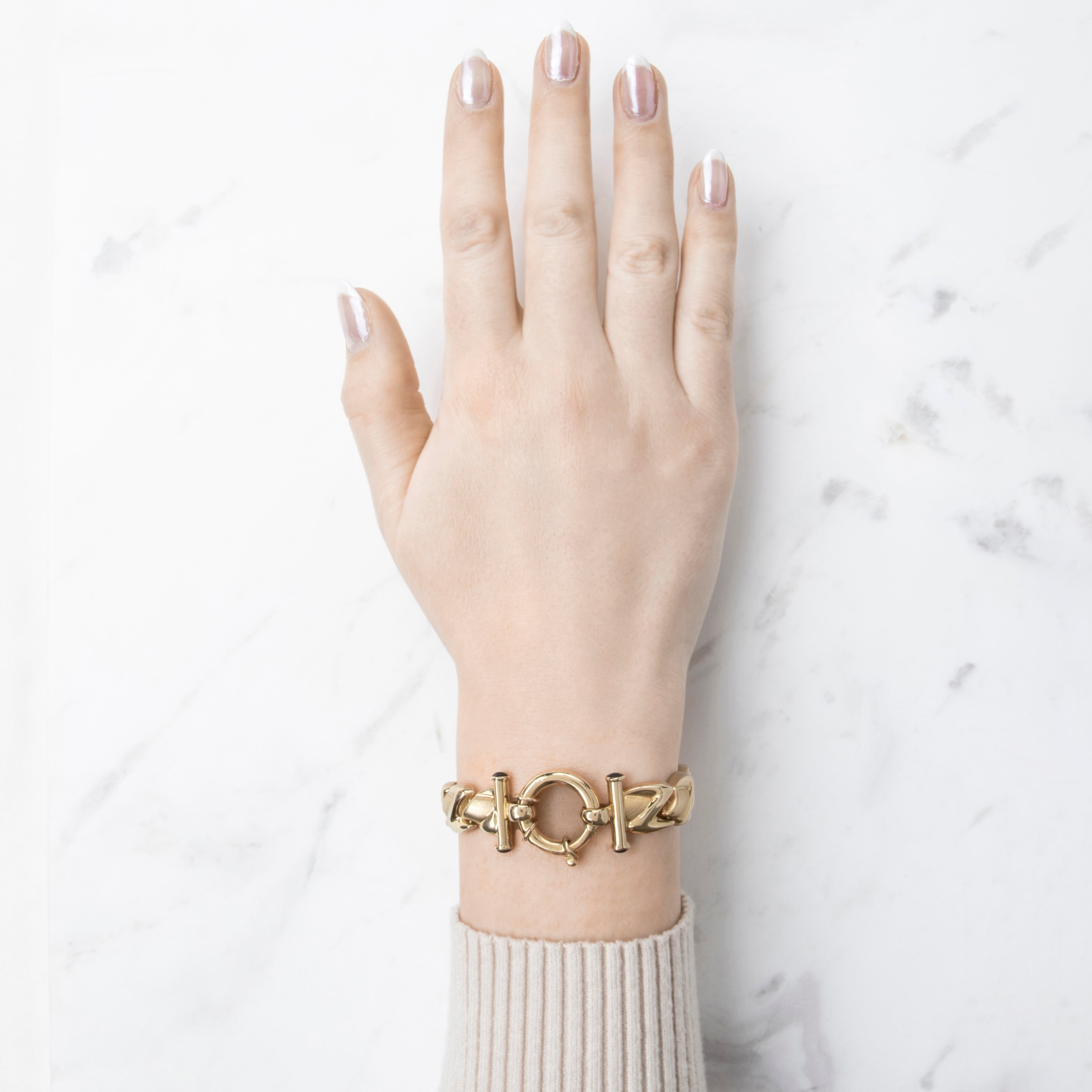 Vintage Italian 14k Yellow Gold 1.2cttw Dark Blue Sapphire Bracelet 6.75、mySite、hinf8tx79