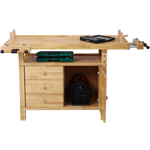 55-Inch Wood Workbench - Wooden Workbench for Garage Workshop and Home、、eastwooduniform