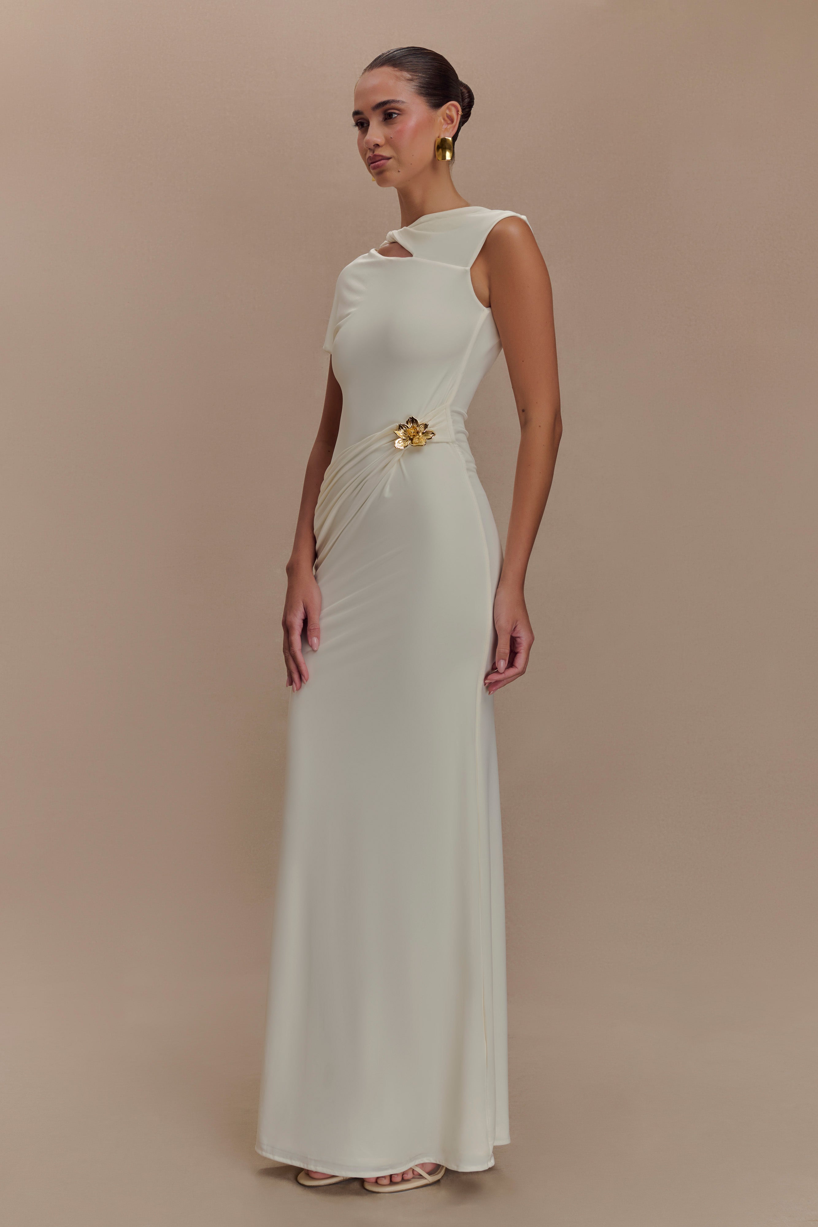 Kaida Slinky Maxi Dress With Hardware - Ivory、mySite、solidvoid