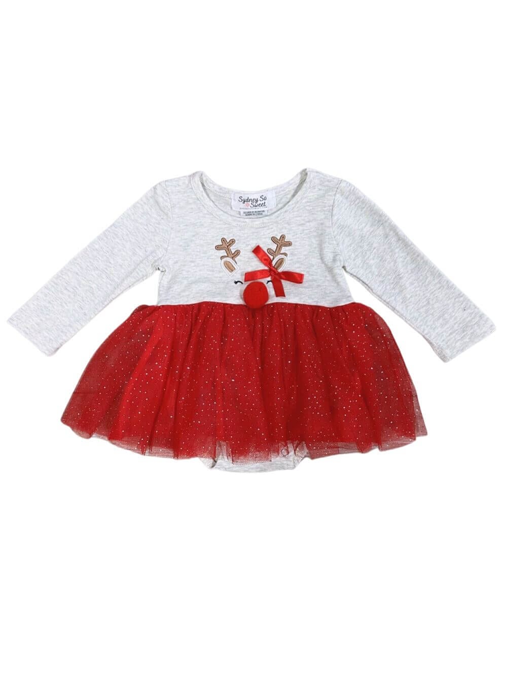 Run Rudolf Run Girls Chiffon Tutu Baby Christmas Romper、mySite、camillekostekn