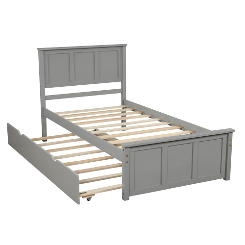 Platform Storage Bed, 2 drawers with wheels, Twin Size Frame, Espresso (New SKU:WF283062AAP)、、casual