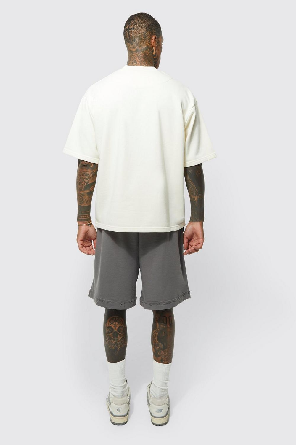  Boohooman Oversized Drop Crotch Rib Hem Loopback Short charcoal、mySite、justintrudeaud