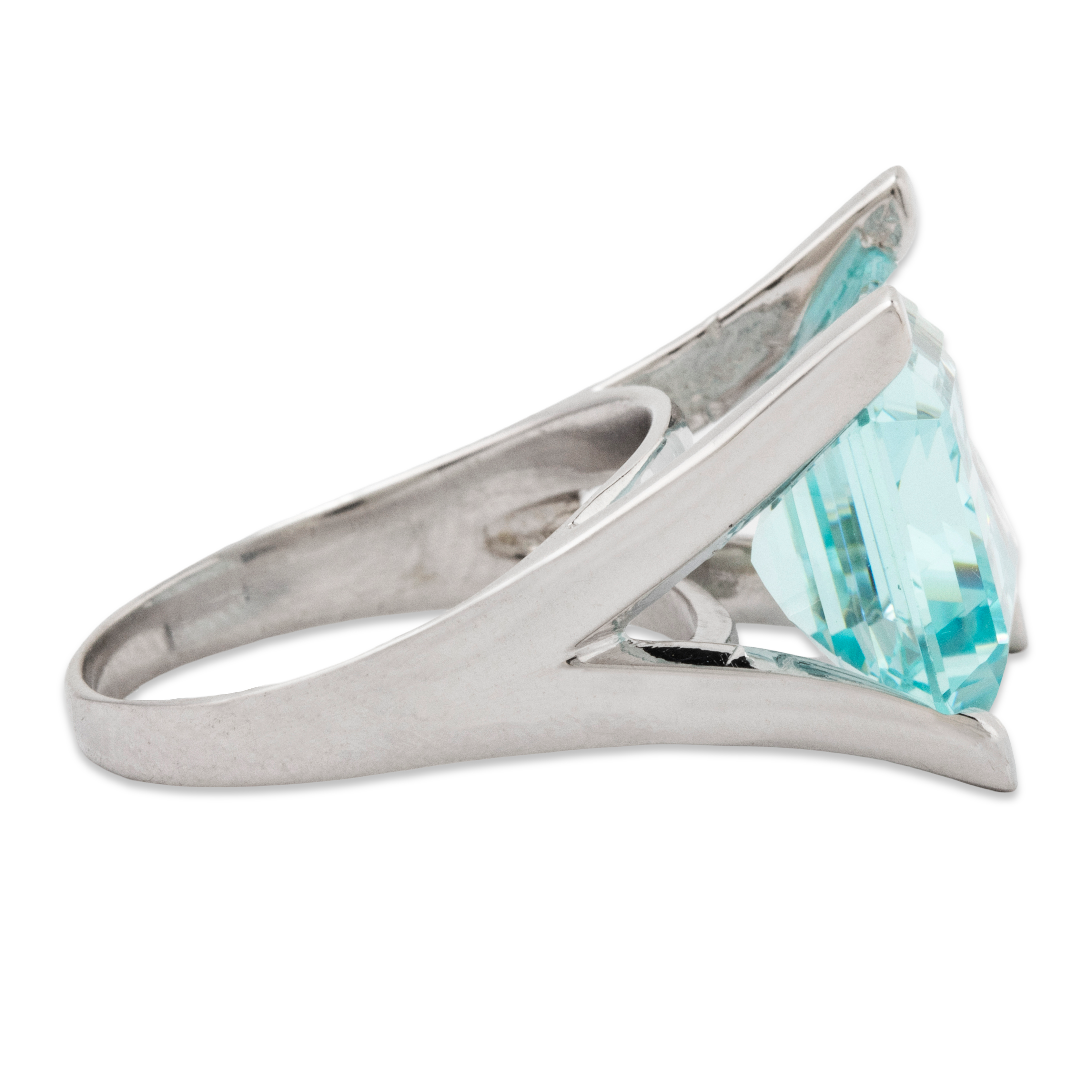 Stunning Vintage 14k White Gold 8.69ct Aquamarine Cocktail Ring 6.5、mySite、hinf8tx79