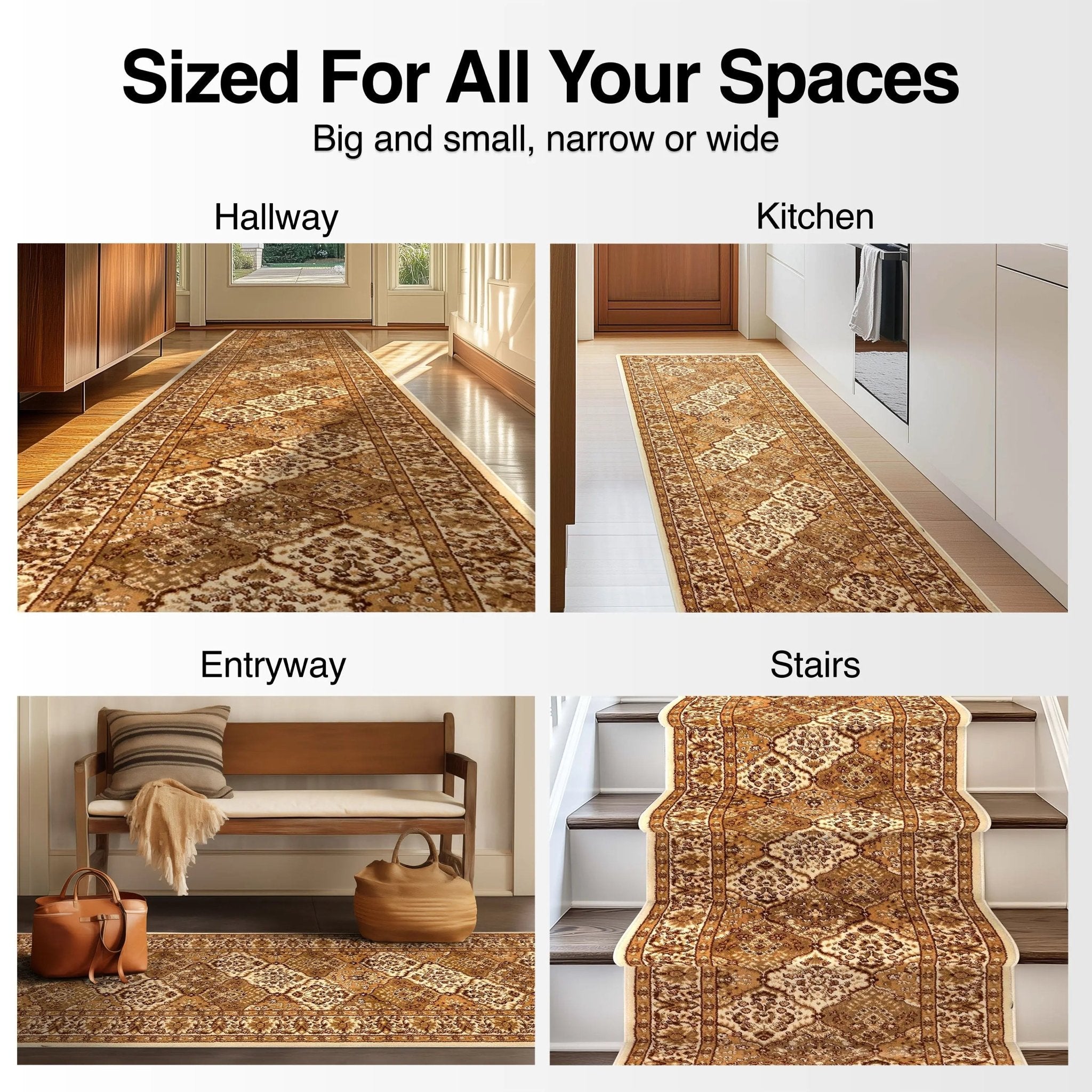 Custom Size Runner Emine Persian Trellis Transitional Ivory 27 Inch Wide x Choose Your Length Hallway Runner Rug、mySite、gigharbornorthrealestate