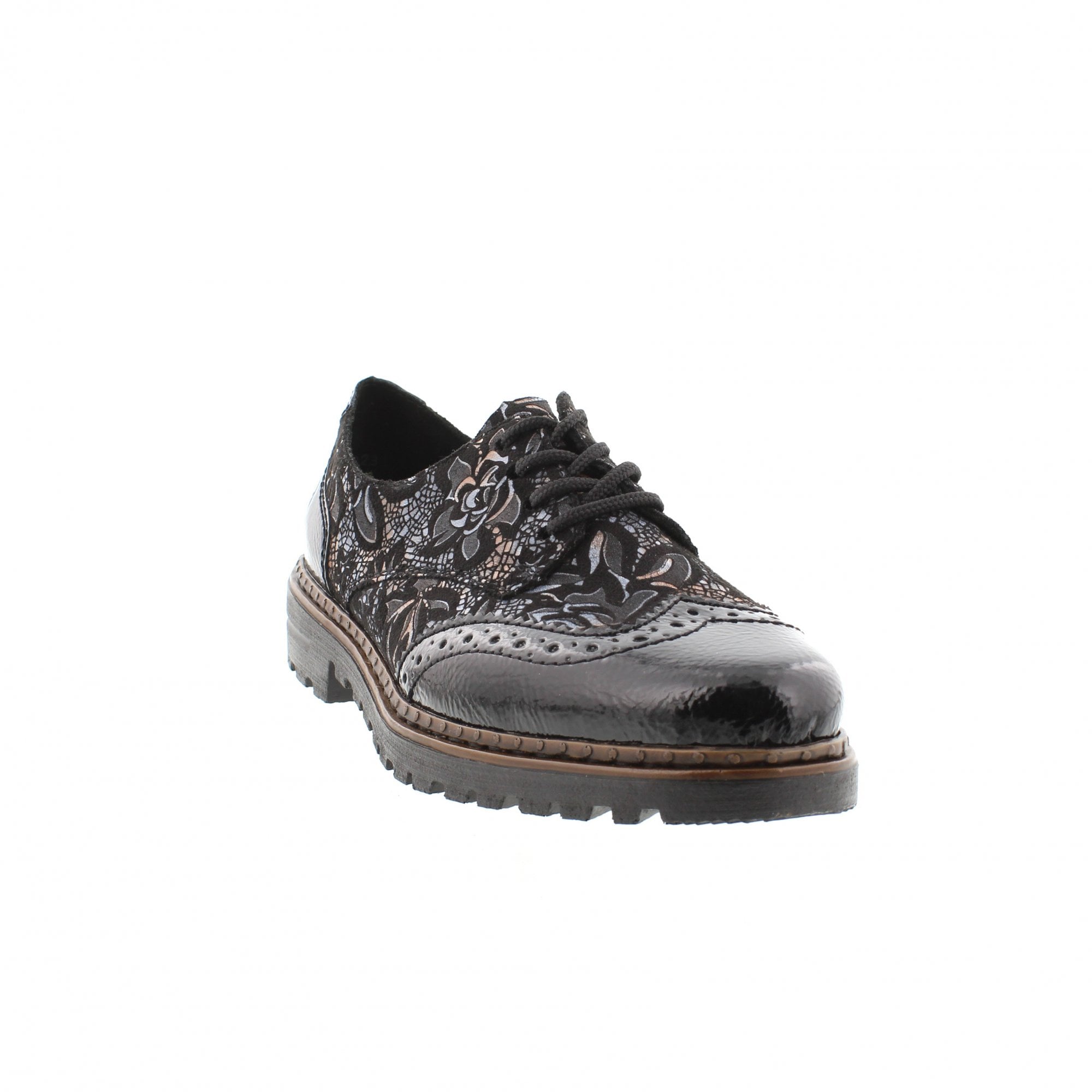  Rieker Women's Ulla Brogue Loafers - Black/Schwarz-Metallic、mySite、preschool7hills